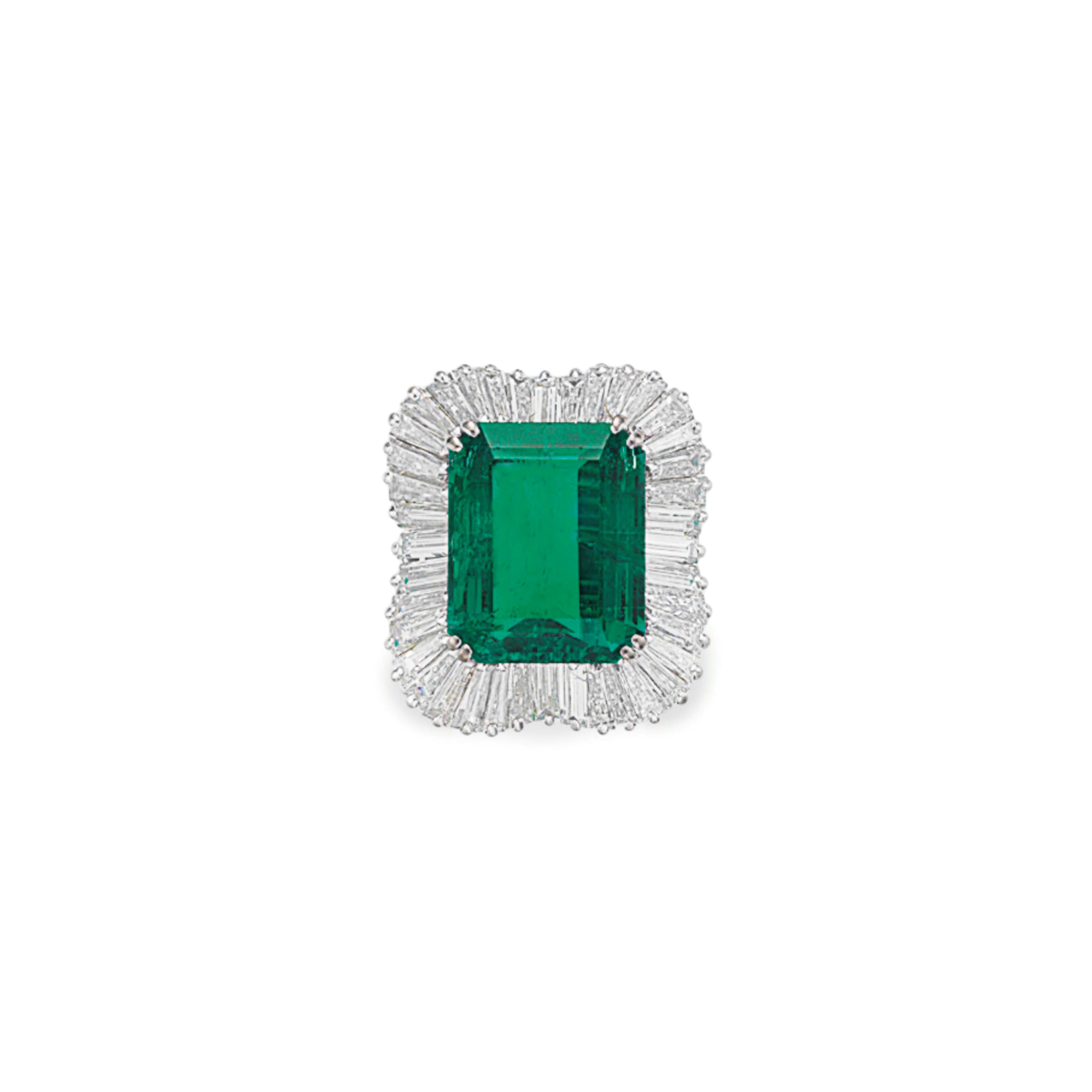 AN EMERALD AND DIAMOND RING