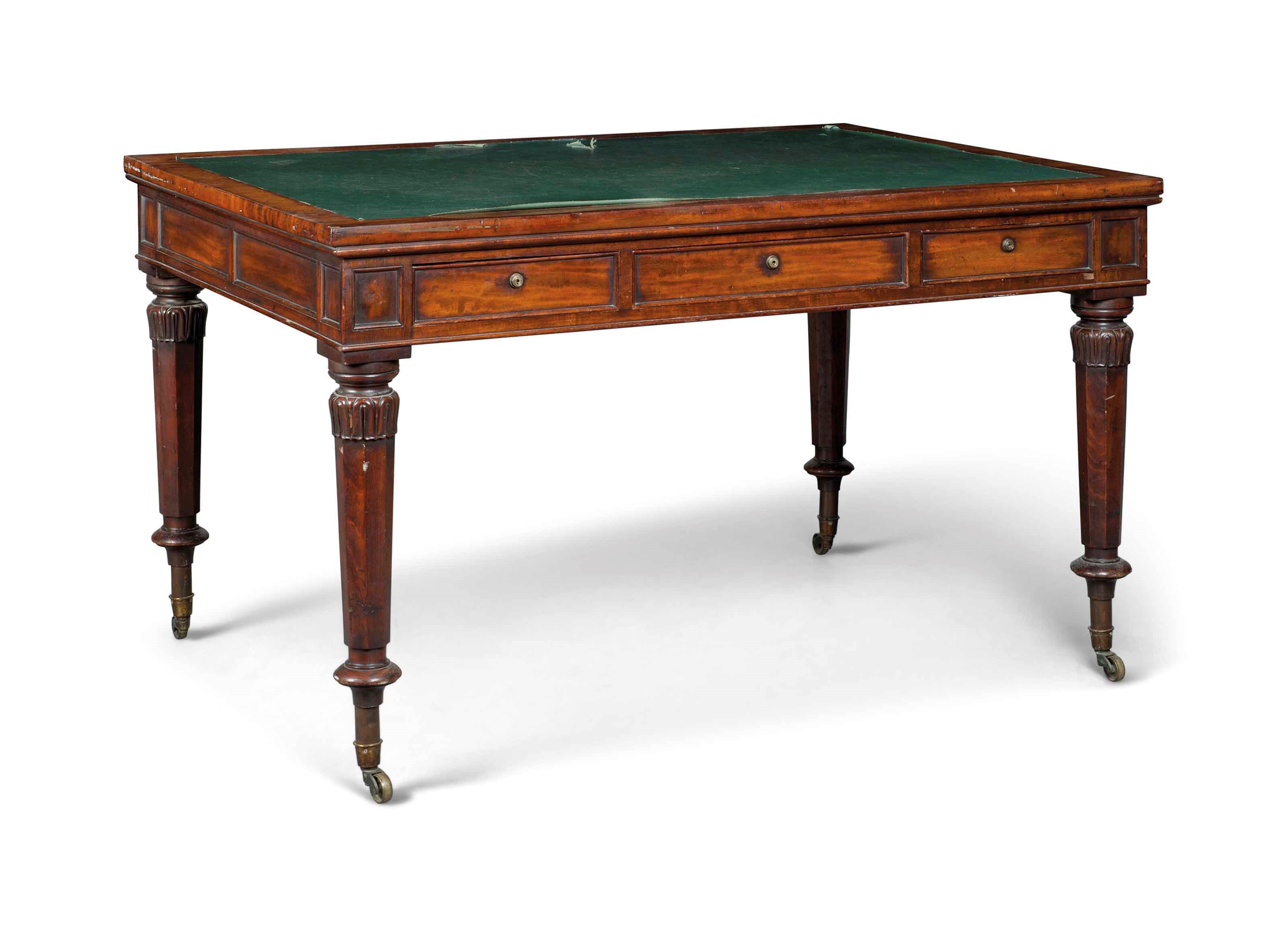 A WILLIAM IV MAHOGANY LIBRARY TABLE