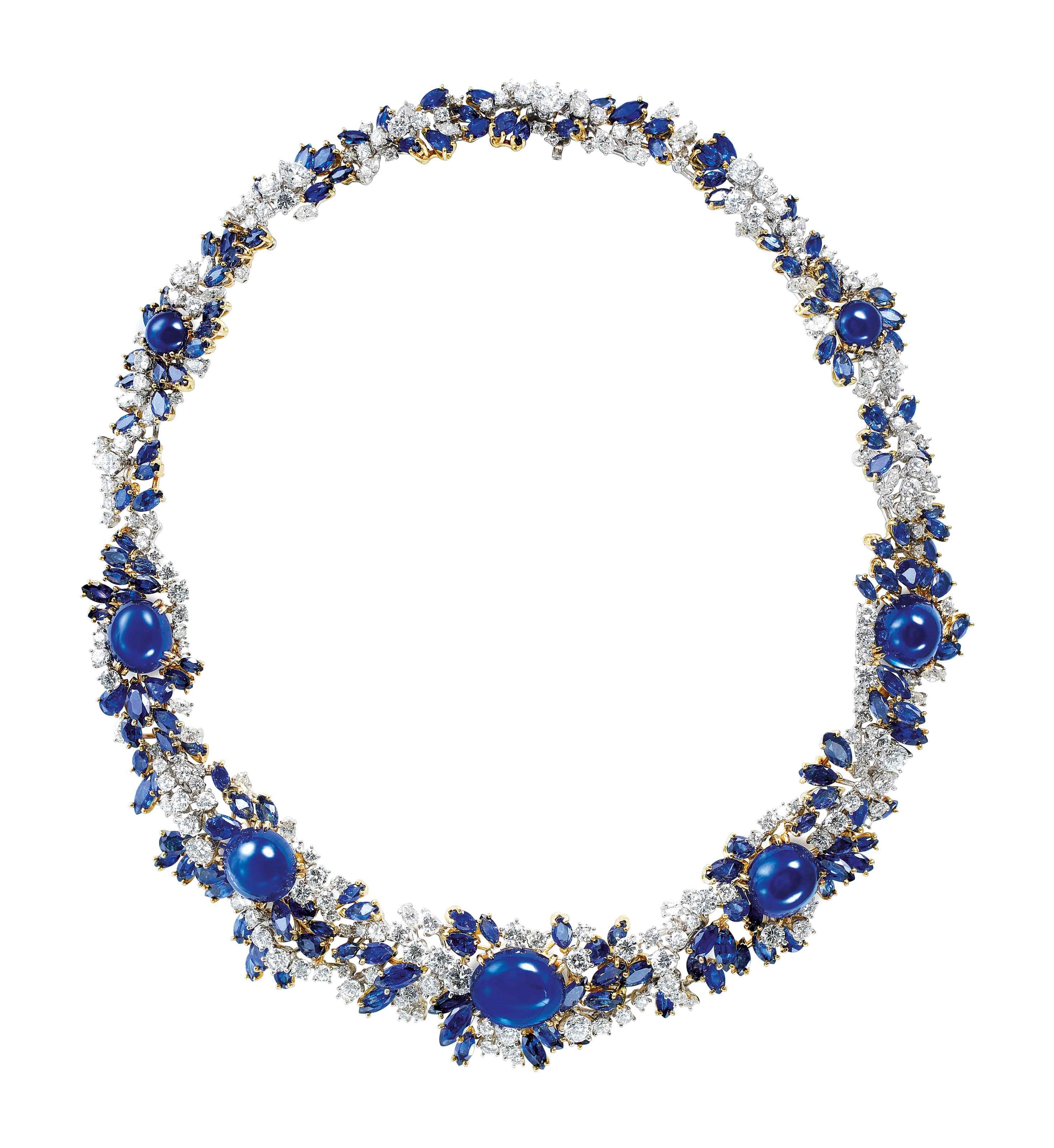 SAPPHIRE AND DIAMOND NECKLACE, MEISTER