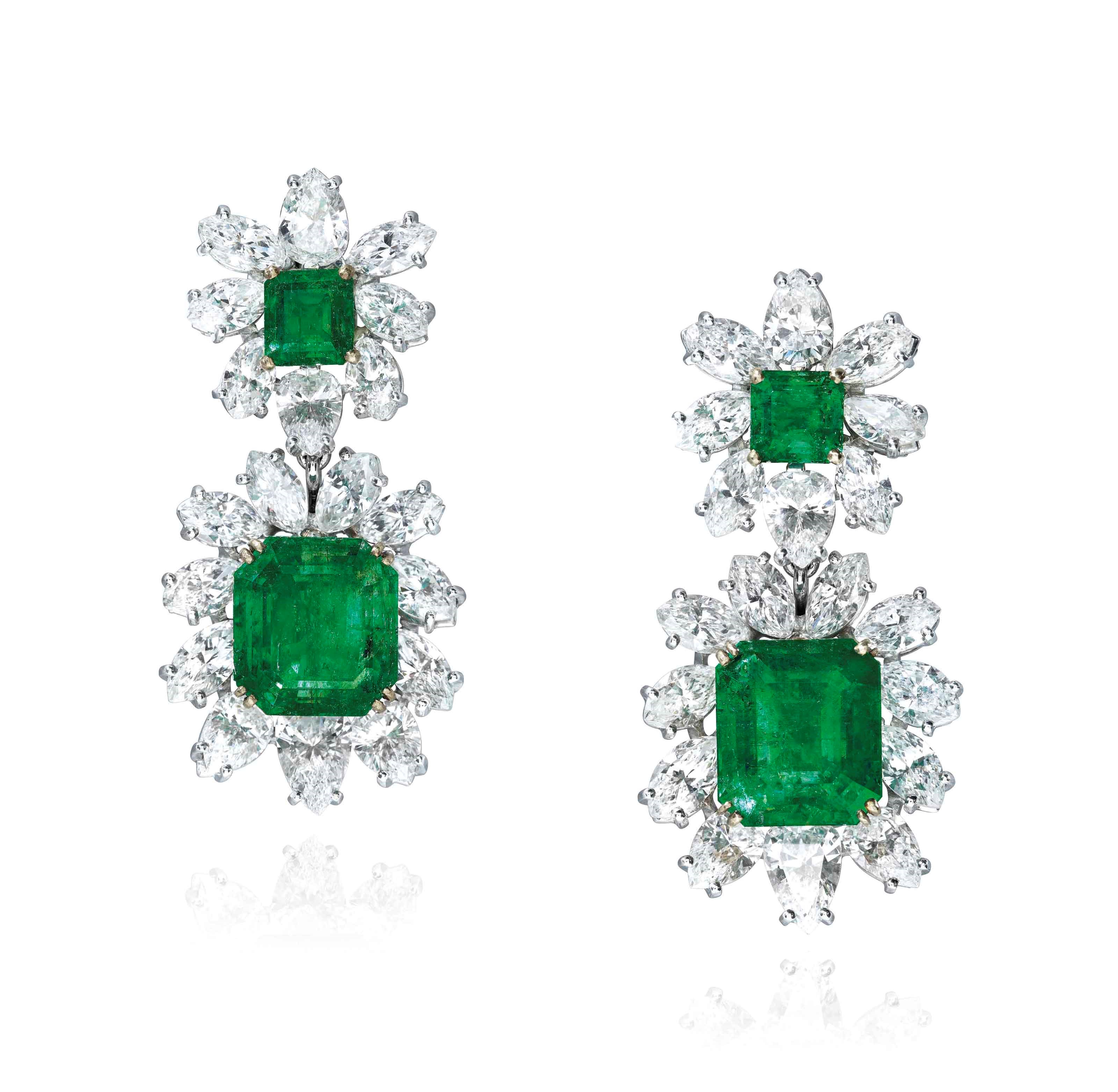 EMERALD AND DIAMOND EARRINGS