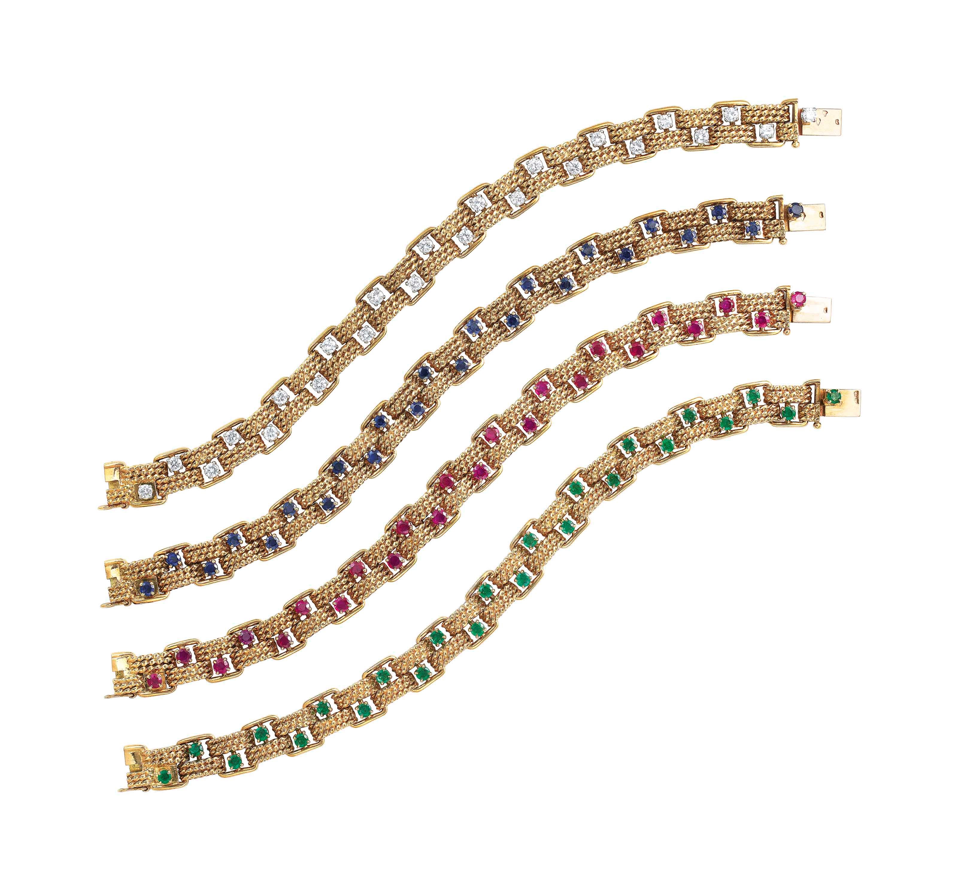 FOUR GEM-SET BRACELETS, BOUCHERON