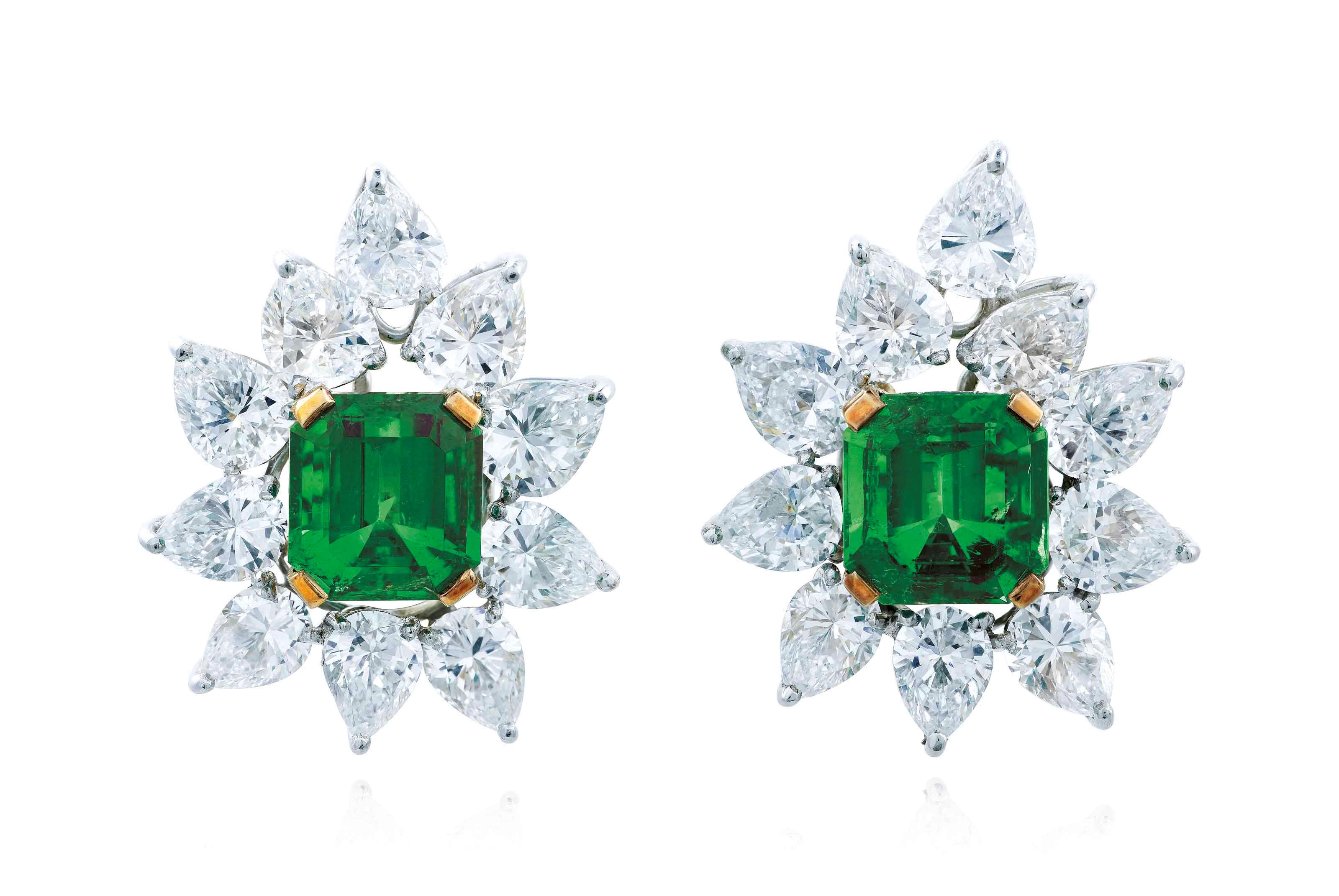EMERALD AND DIAMOND EARRINGS