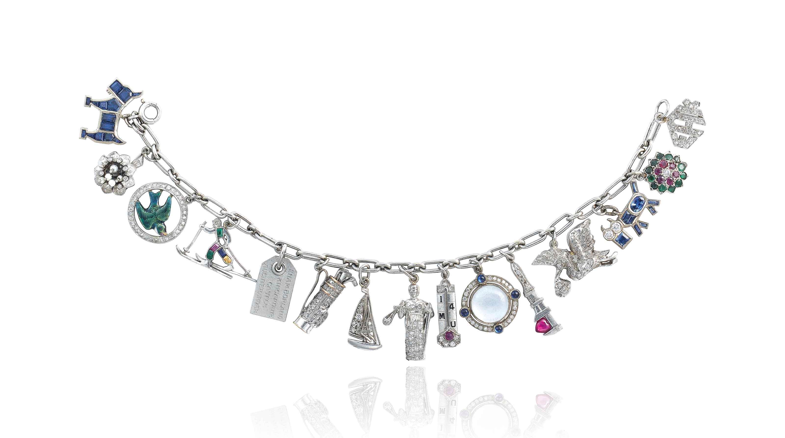MULTI-GEM CHARM BRACELET