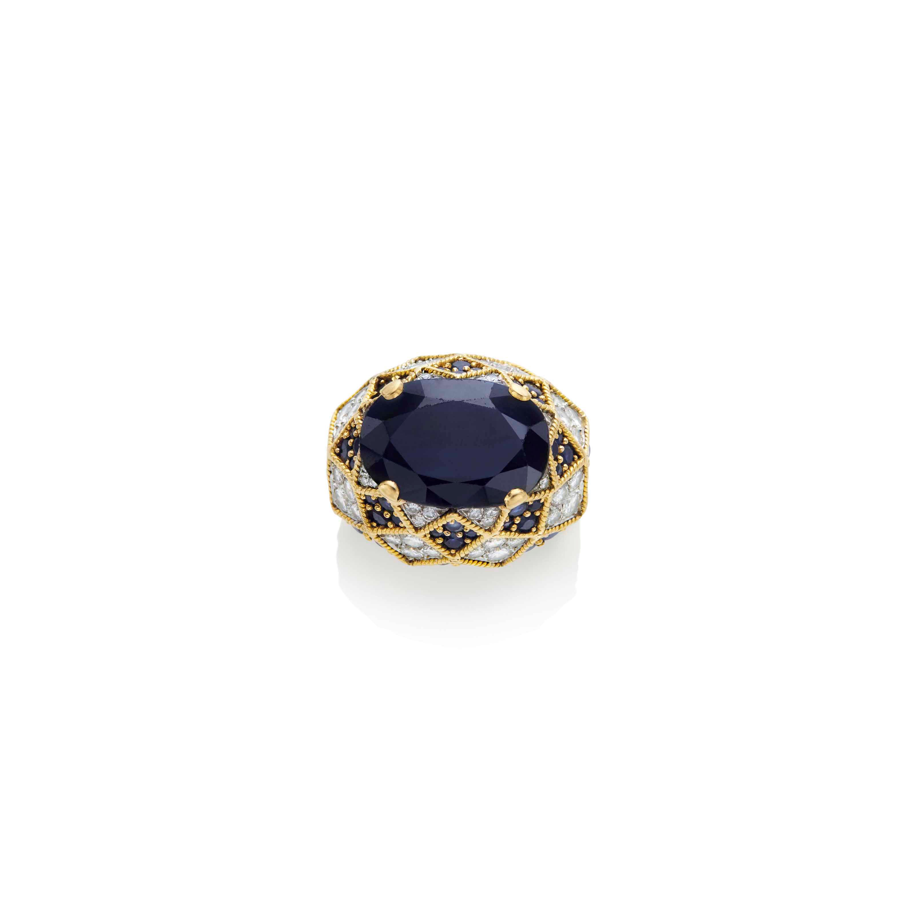 BAGUE SAPHIRS ET DIAMANTS