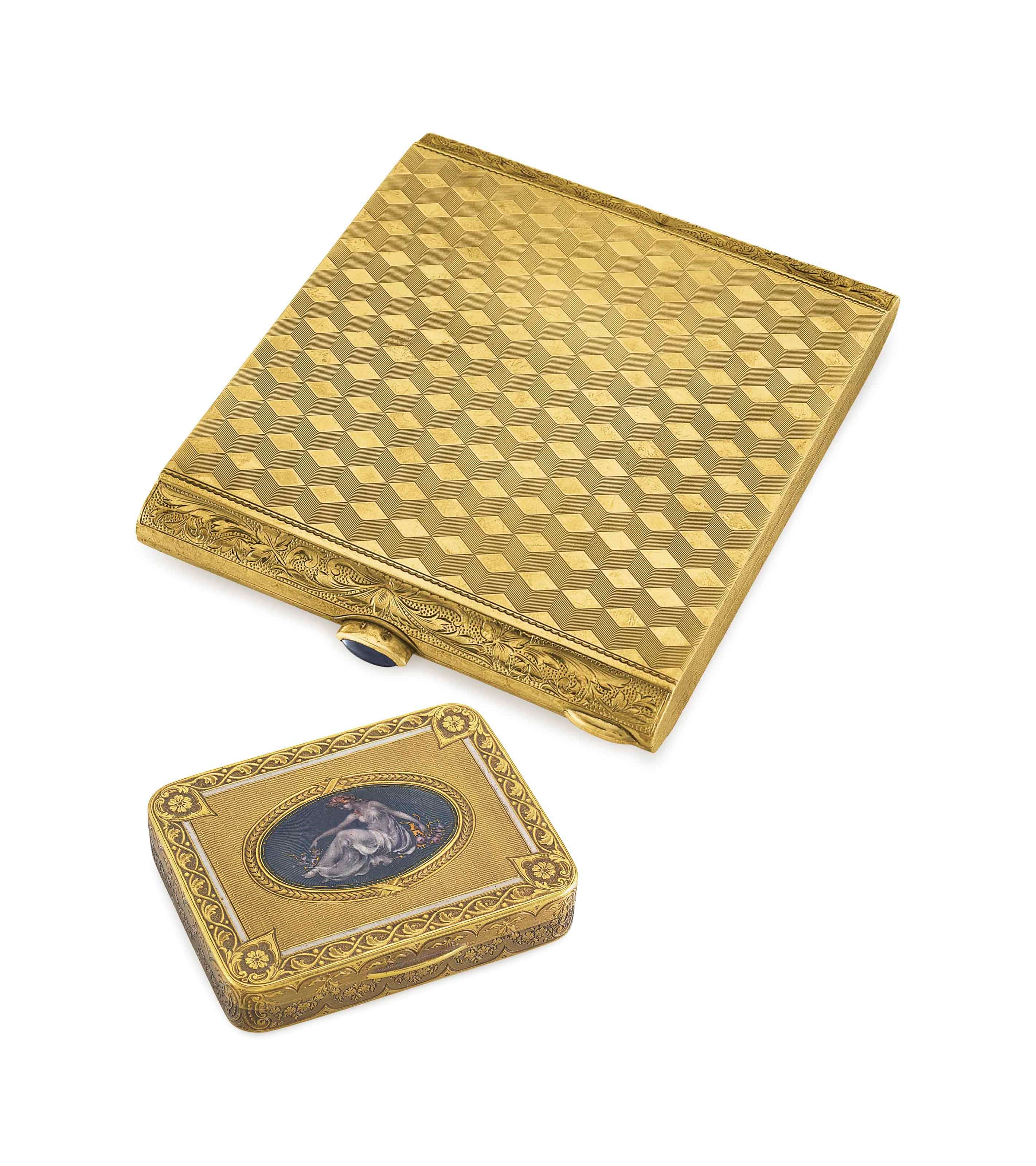 TWO GOLD VANITY CASES