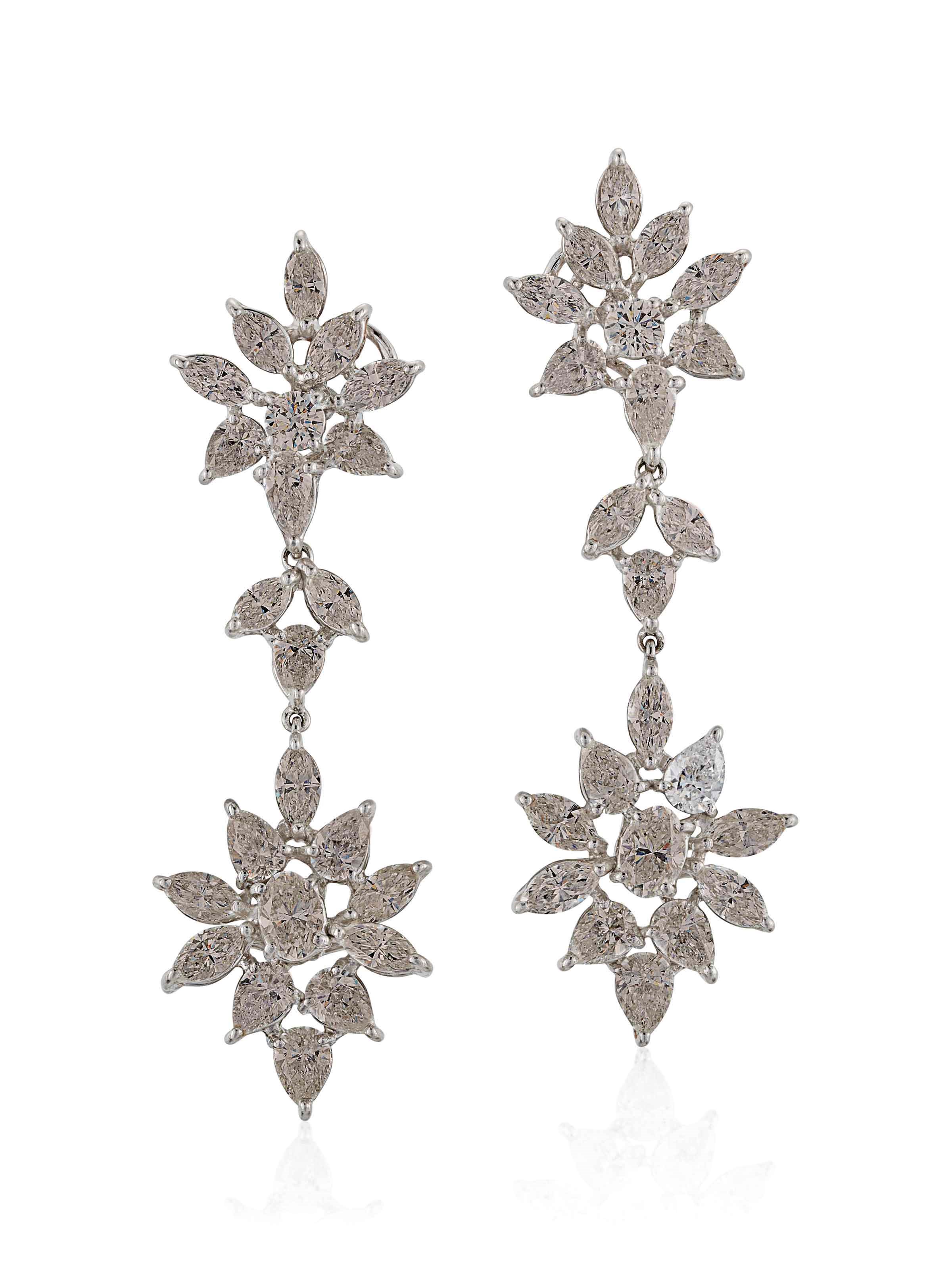 DIAMOND CLUSTER EAR PENDANTS