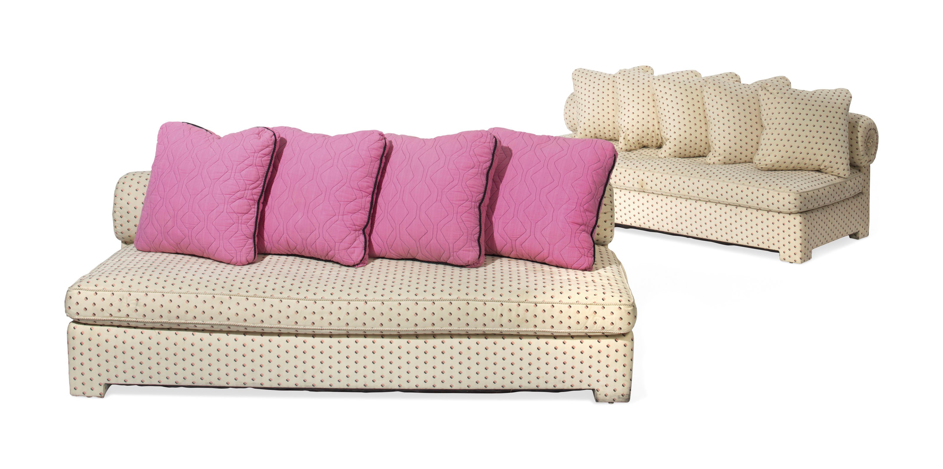 A PAIR OF UPHOLSTERED RECAMIER