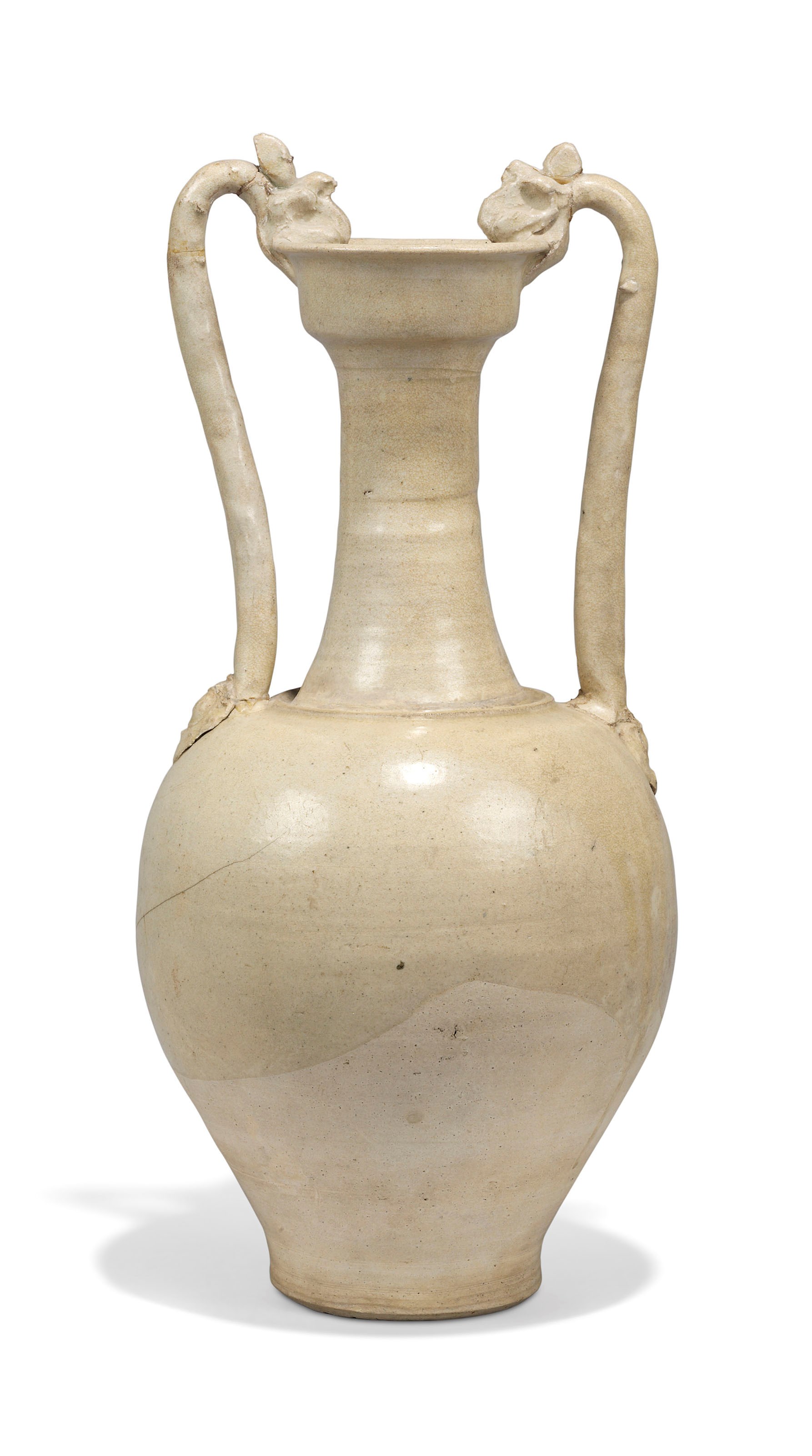 A CHINESE STRAW-GLAZED POTTERY AMPHORA