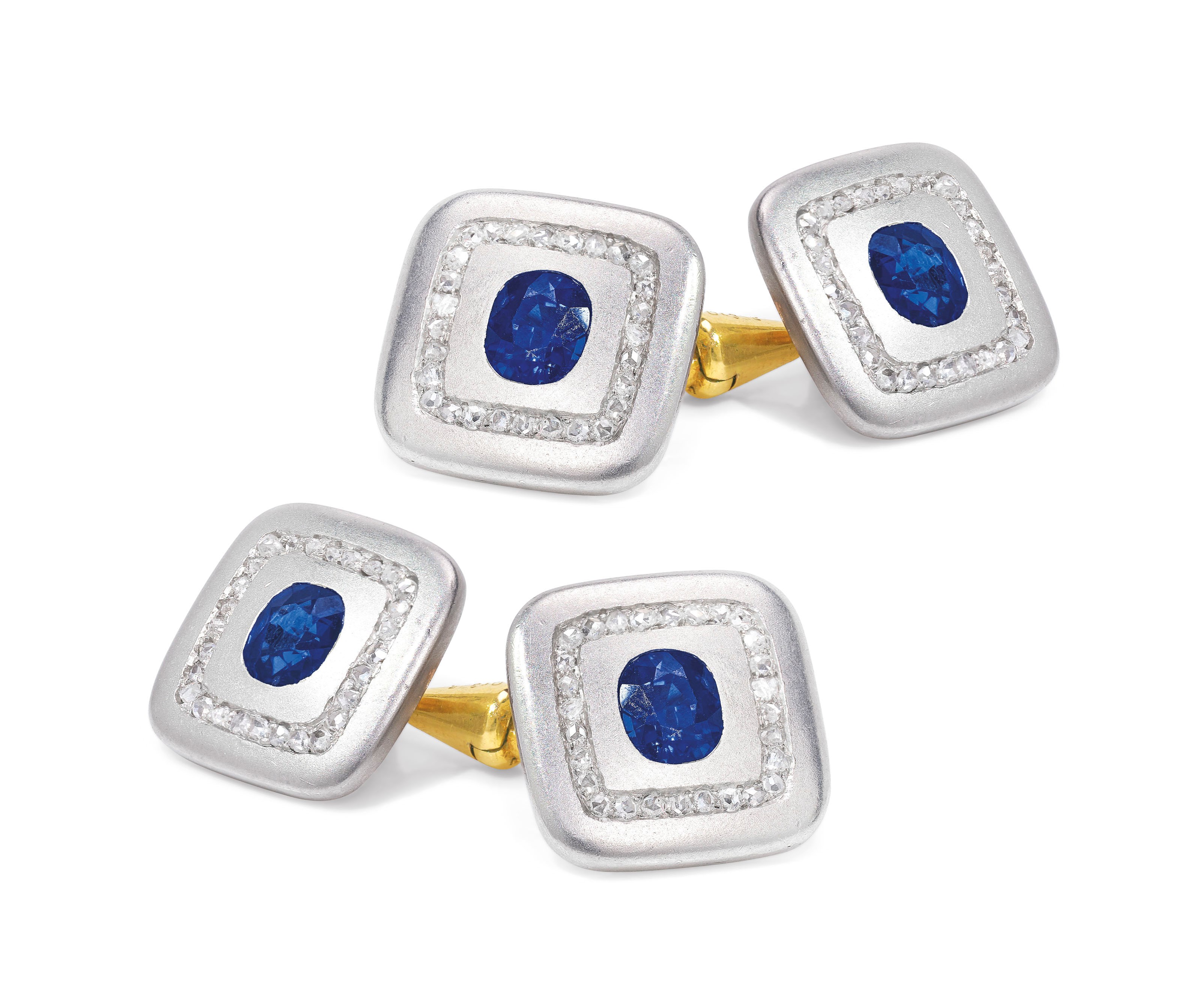 SAPPHIRE AND DIAMOND CUFFLINKS