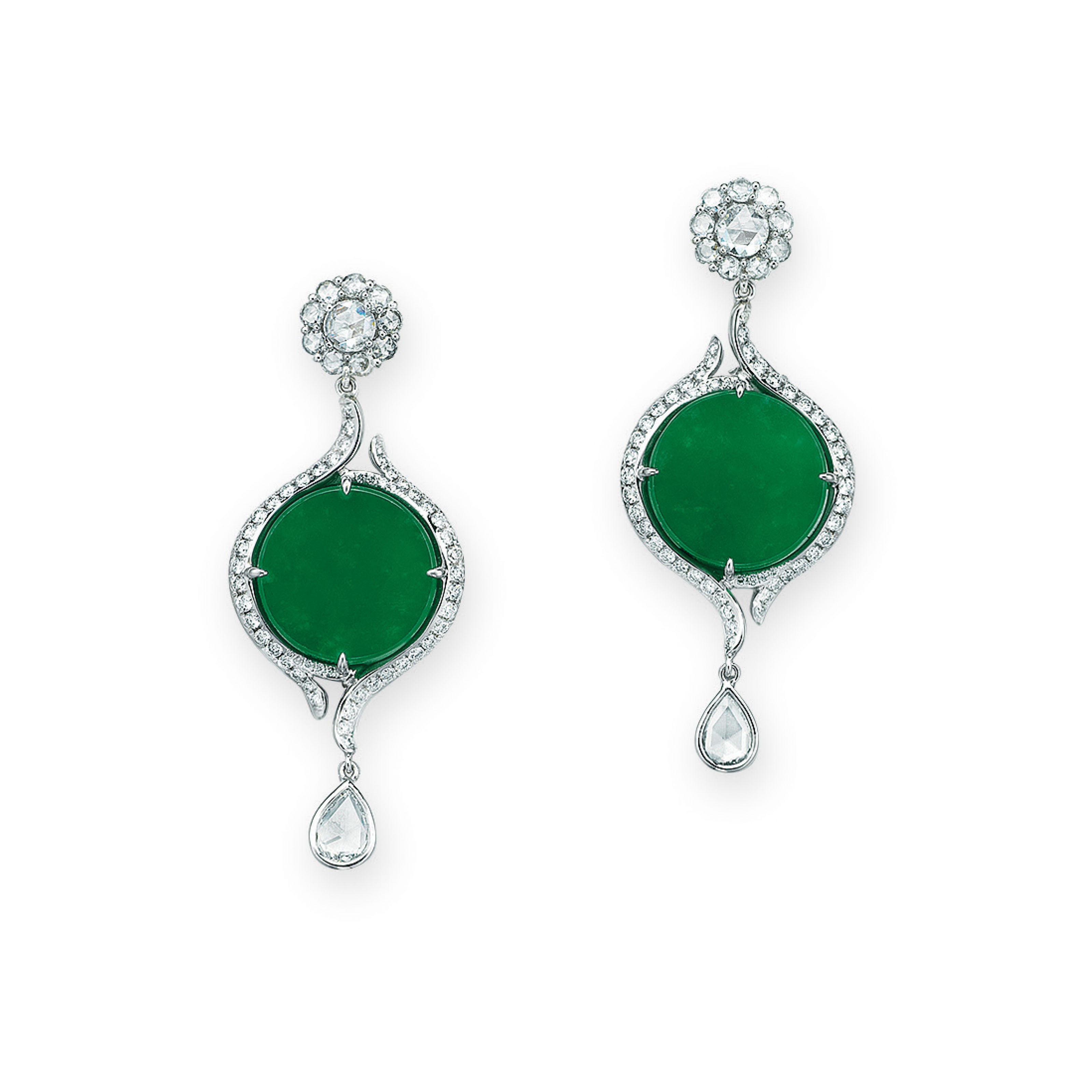JADEITE AND DIAMOND EARRINGS