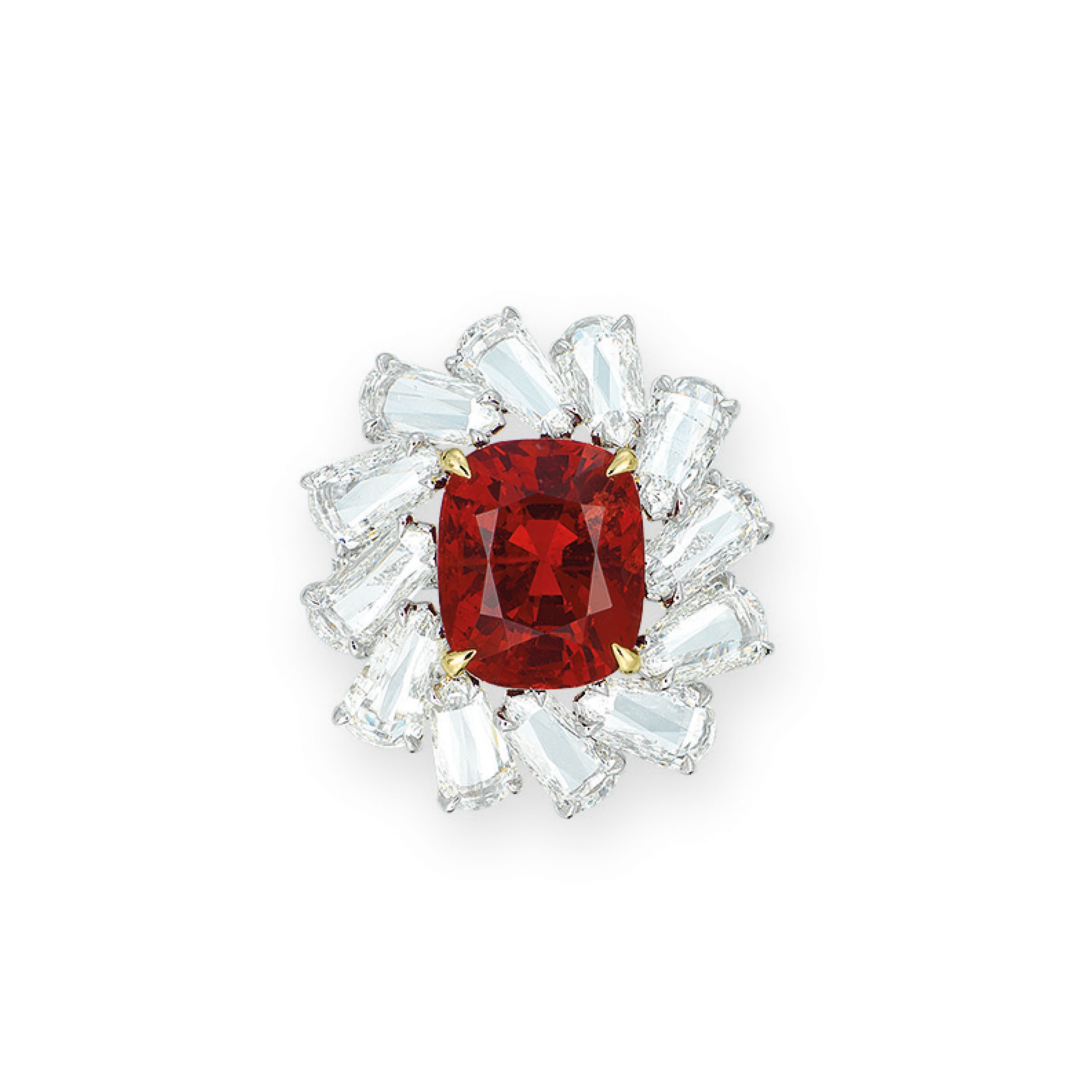 SPINEL AND DIAMOND RING