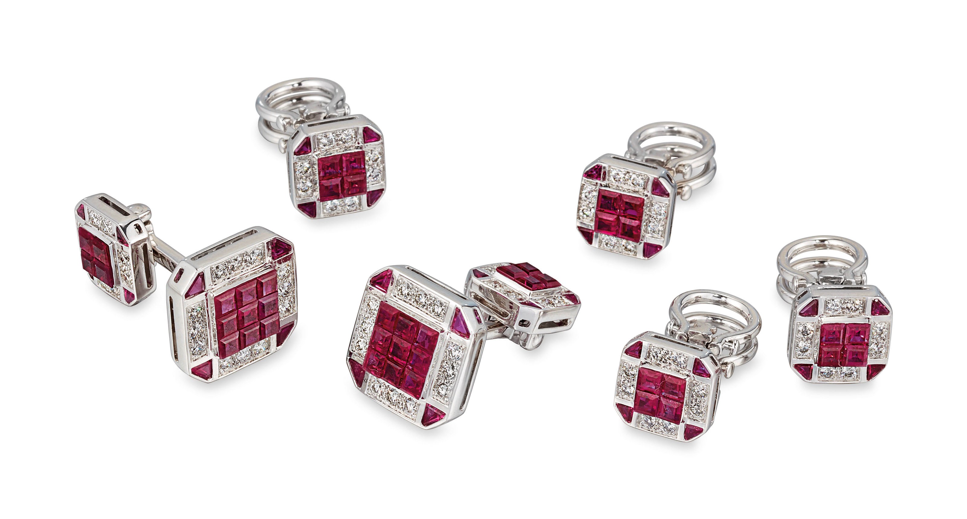 RUBY AND DIAMOND DRESS-SET