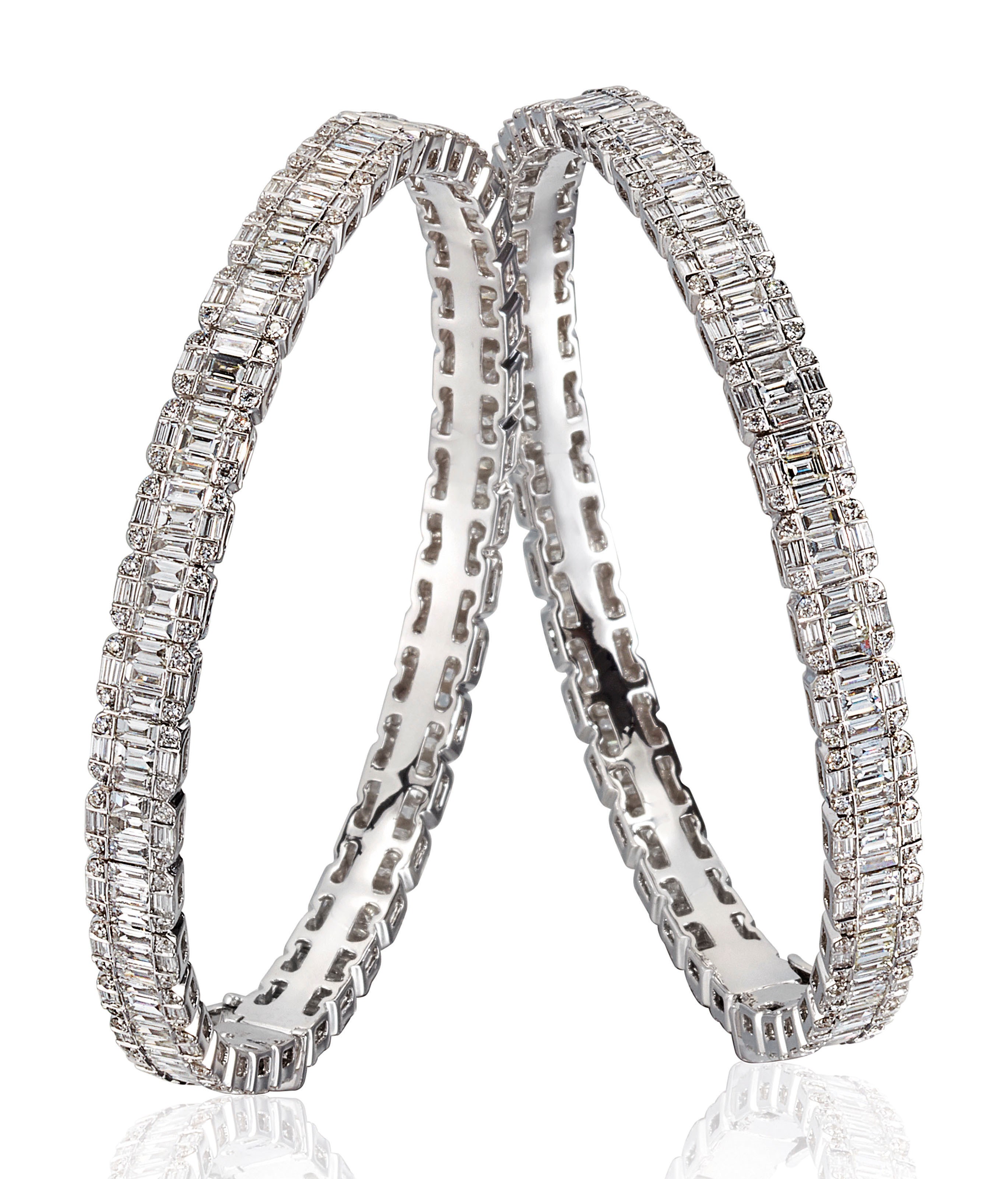 TWO ILLUSION-SET DIAMOND BANGLES