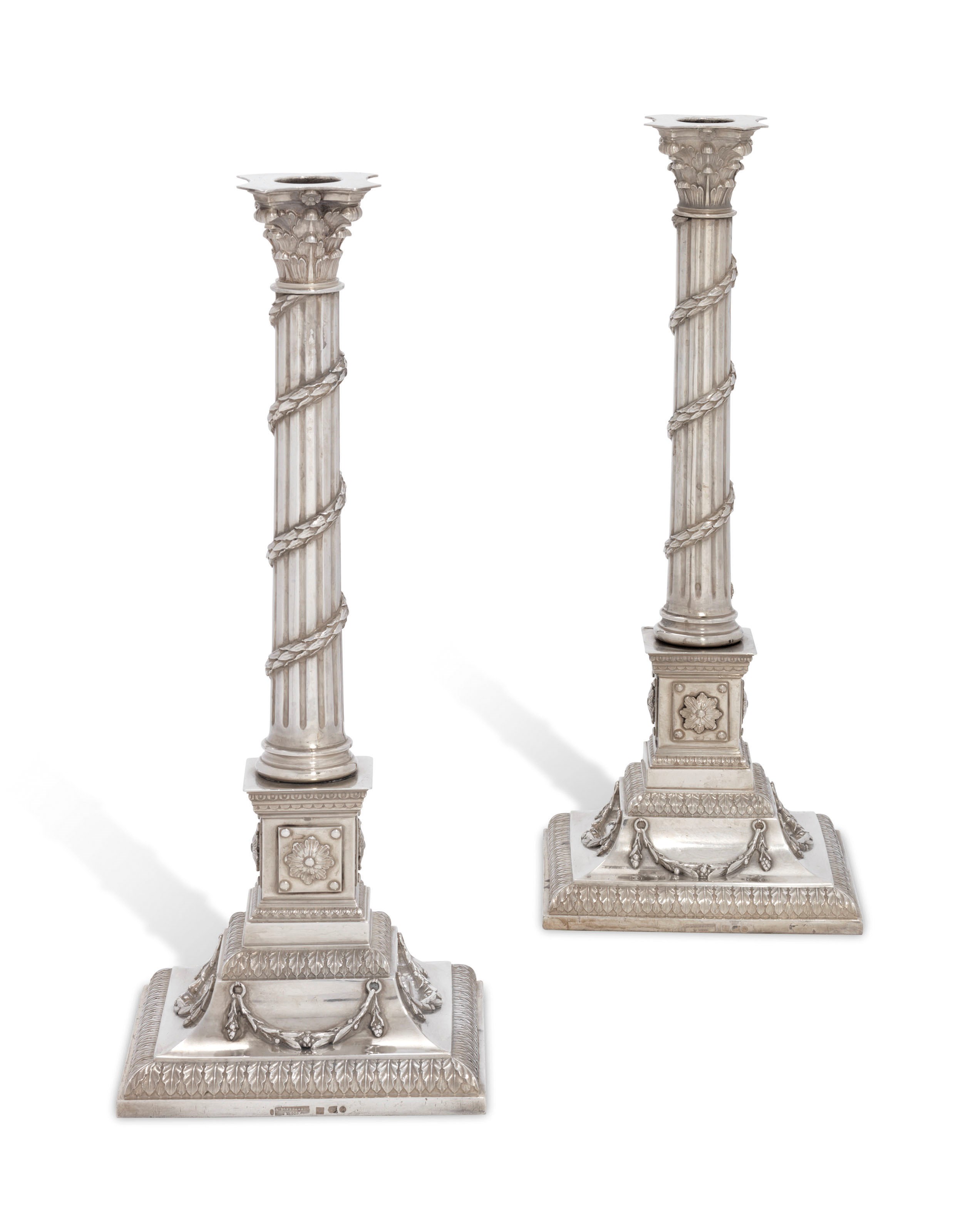 A PAIR OF DUTCH SILVER CANDLESTICKS