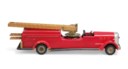 A SCRATCH-BUILT RED-PAINTED HOOK AND LADDER TOY FIRE ENGINE