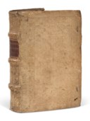 [VITRUVE]. In decem libros M. Vitruvi Pollionis de architectura annotationes... Rome, J. A. Dossena, 1544, in-12 de 264 ff sign. A8, A-Z8, &8, AA8, BB4, veau blanc, plats ornés d’un décor à froid, dos à nerfs, tranches naturelles, traces de liens (reliure de l’époque).