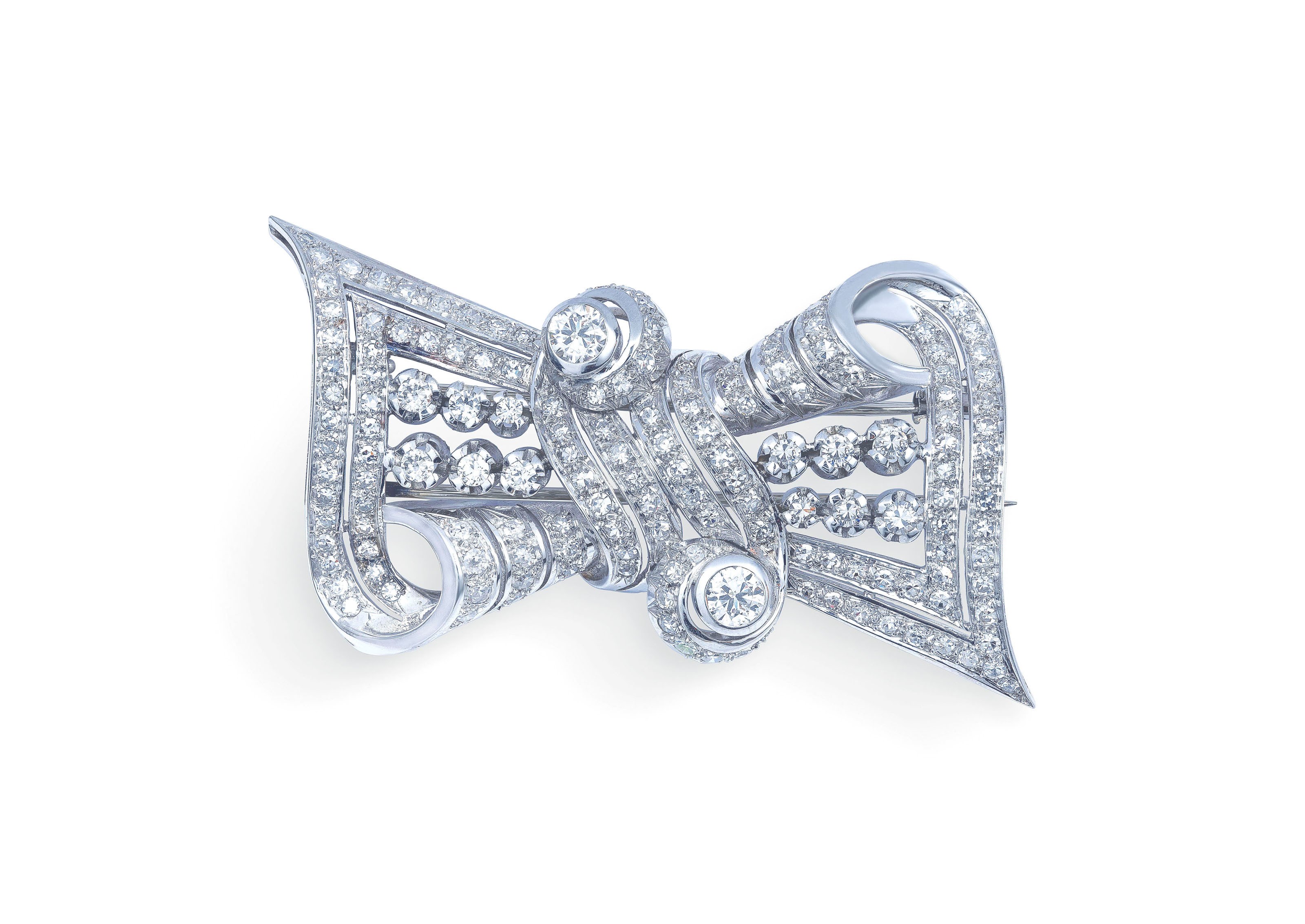 DIAMOND BOW BROOCH