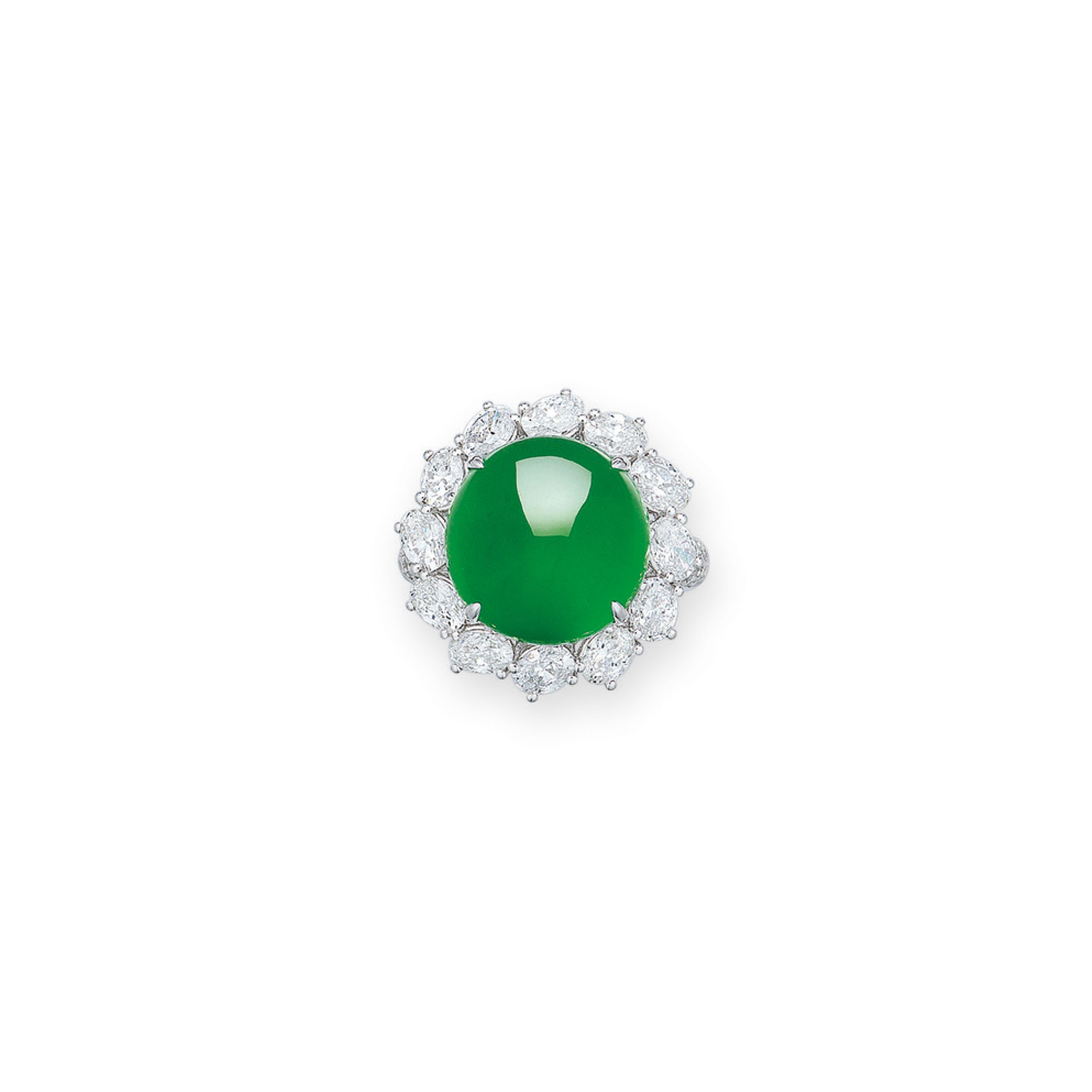 JADEITE AND DIAMOND RING