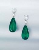SUPERB EMERALD, DIAMOND AND PEARL EARRINGS