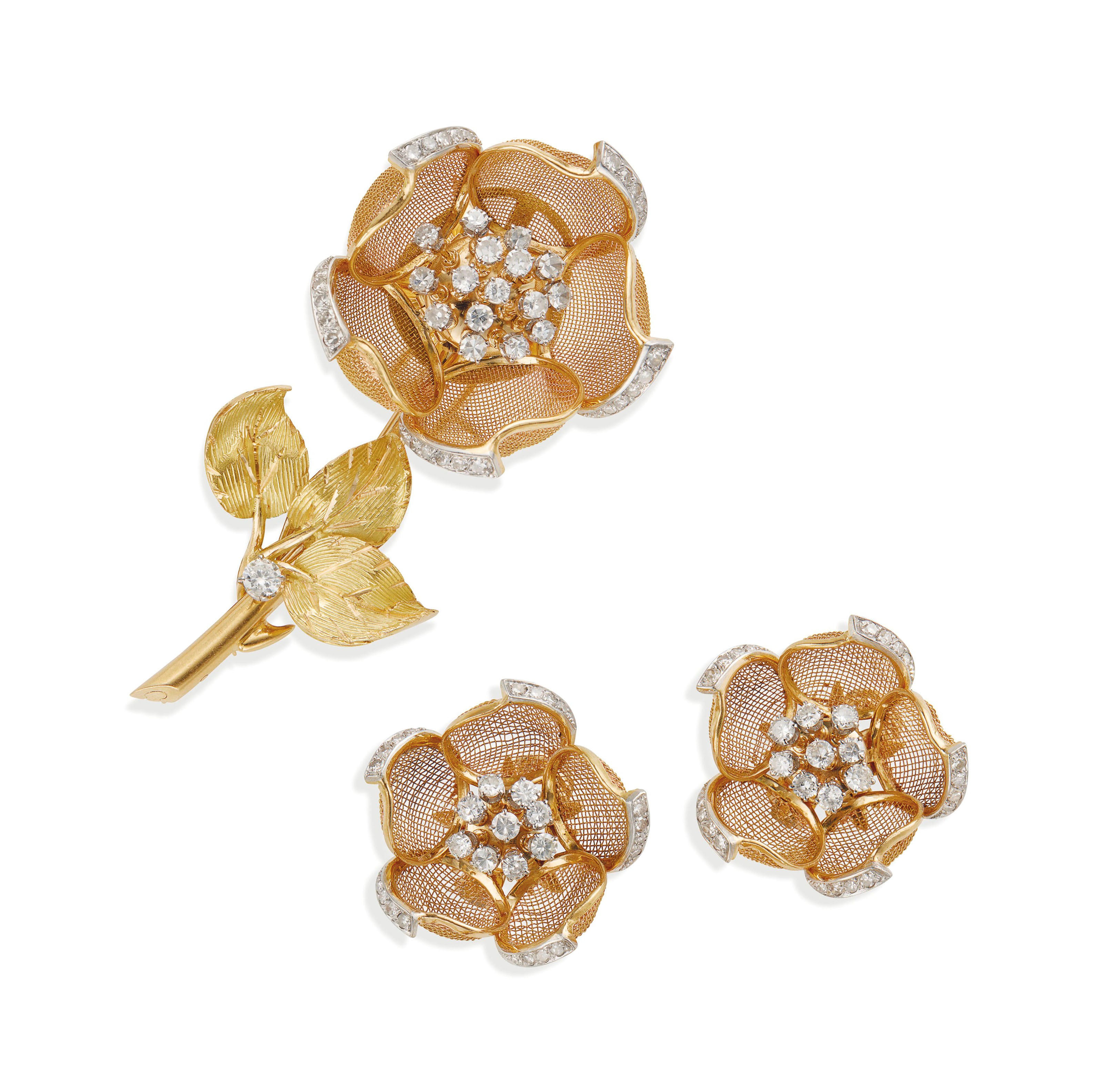 PARURE ROSES DIAMANTS