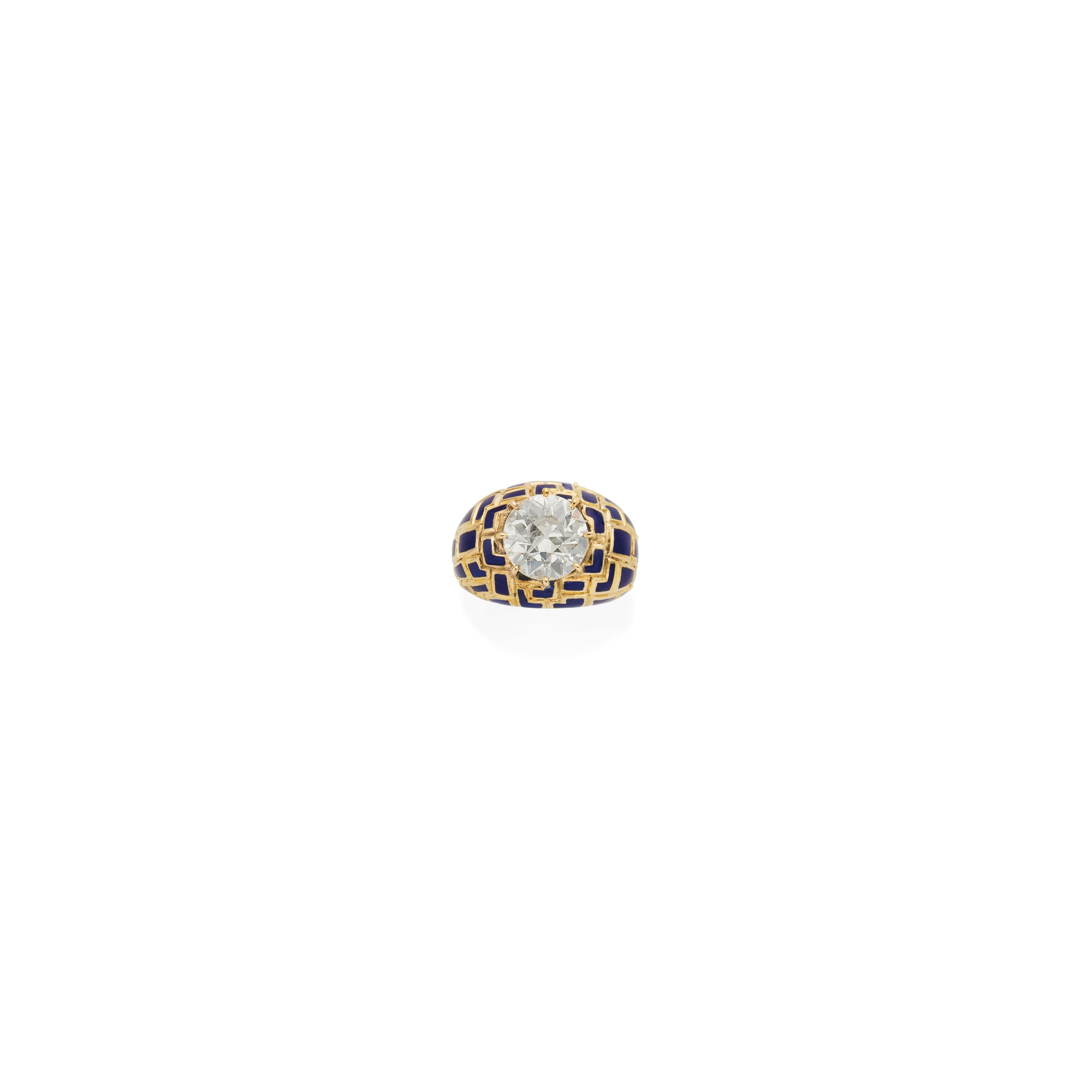 BAGUE DIAMANT ET ÉMAIL