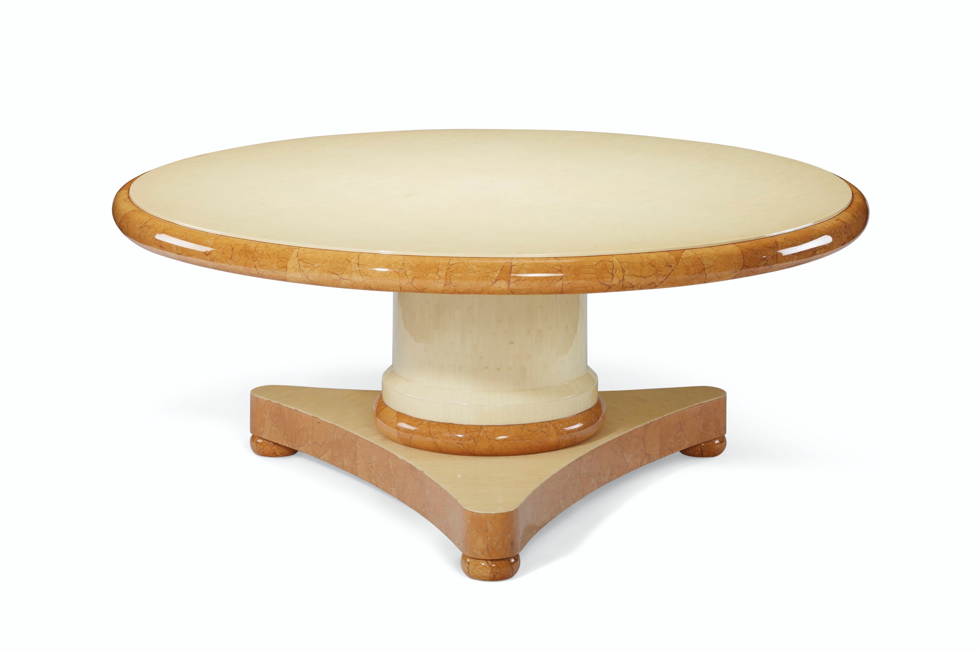 AN ACRYLIC VENEERED AND LACQUER DINING TABLE