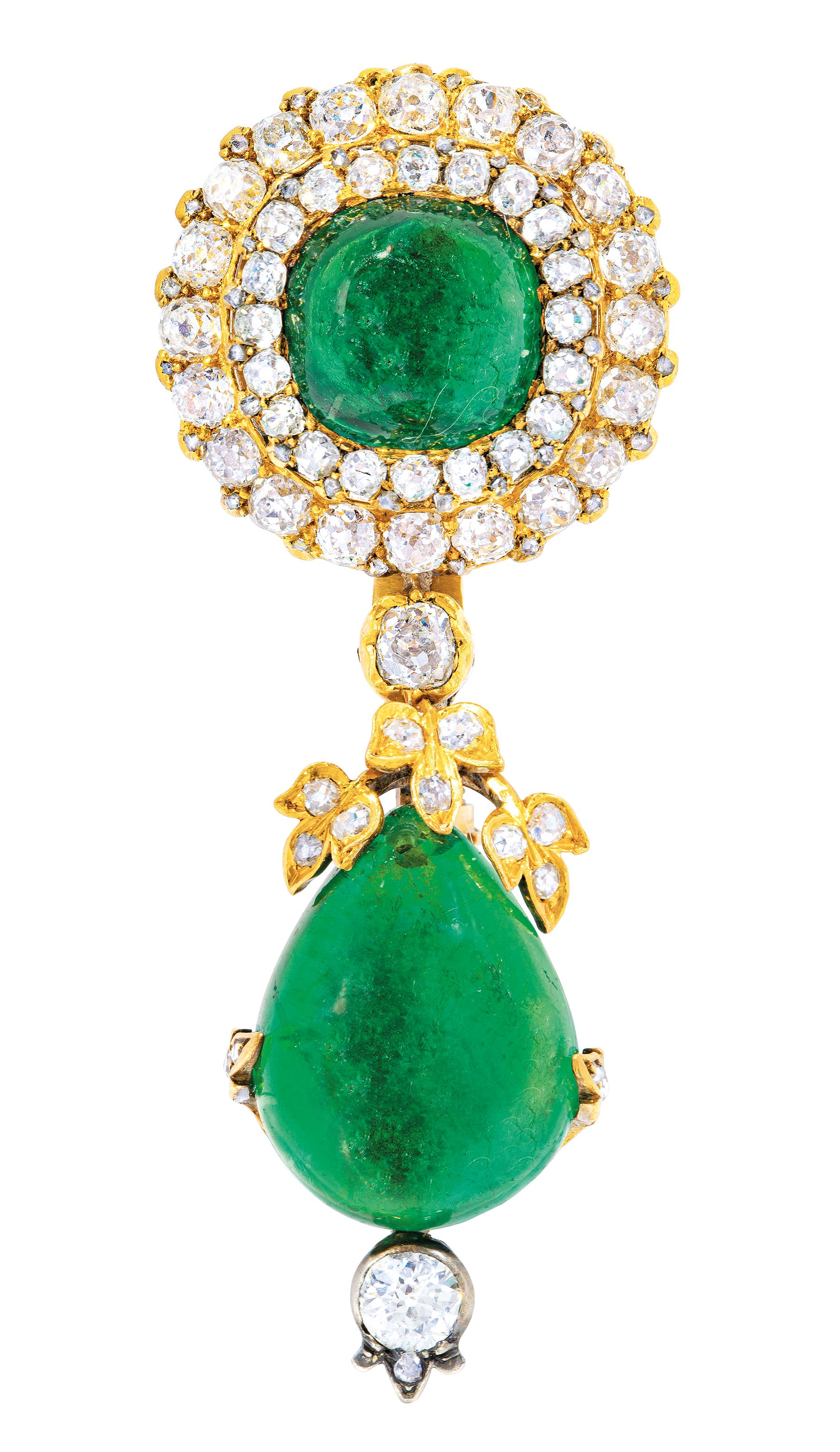 EMERALD AND DIAMOND BROOCH