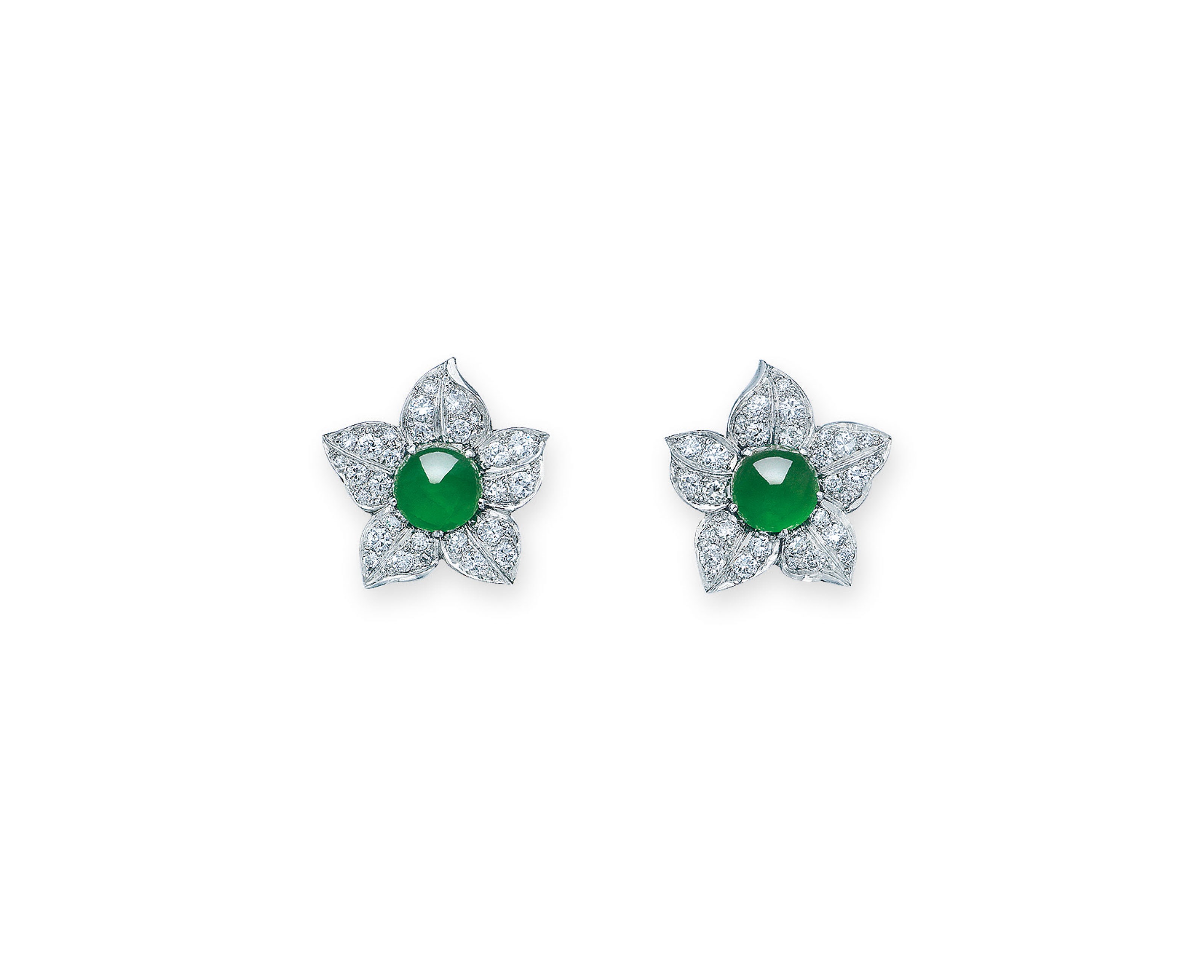 JADEITE AND DIAMOND EARRINGS