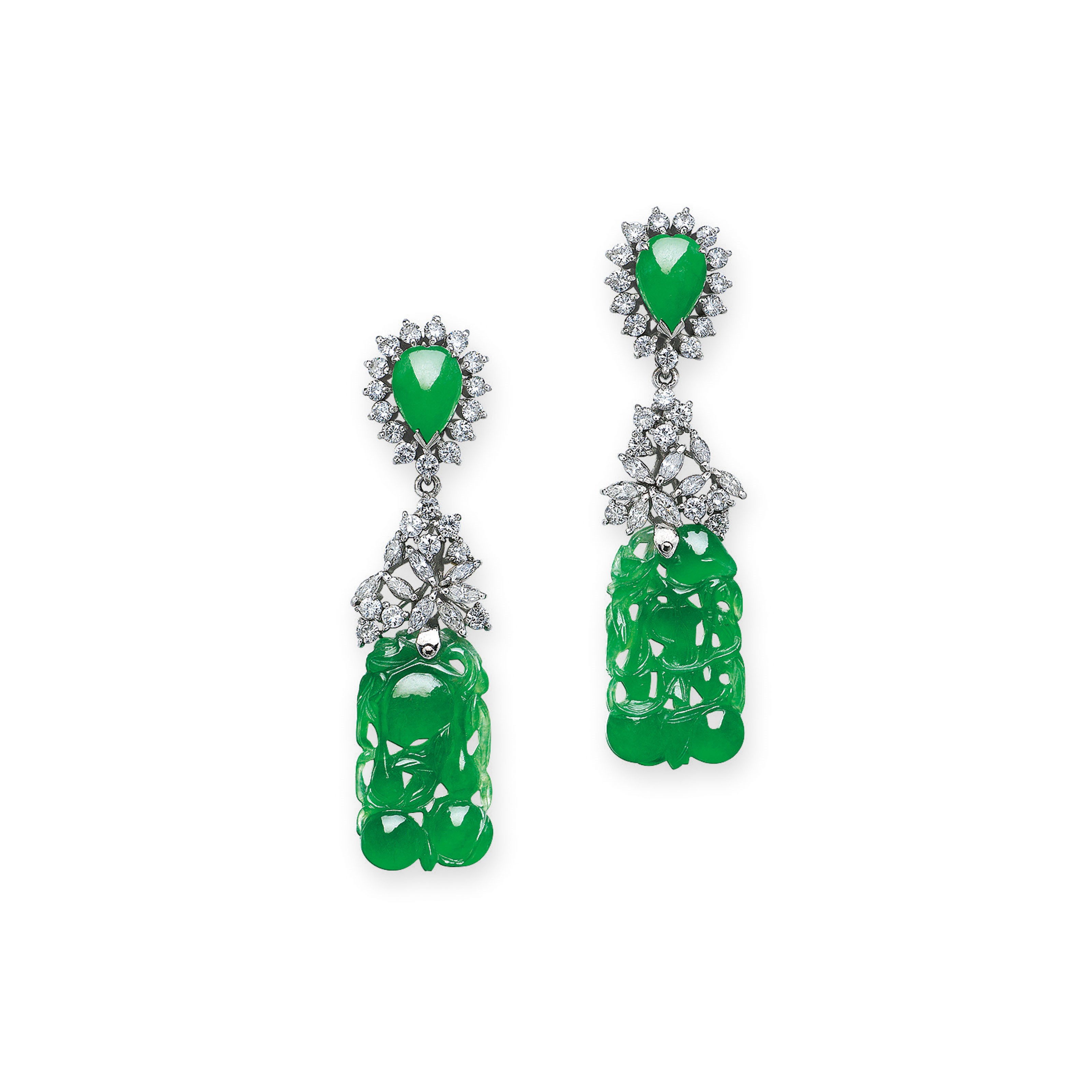 JADEITE AND DIAMOND EARRINGS
