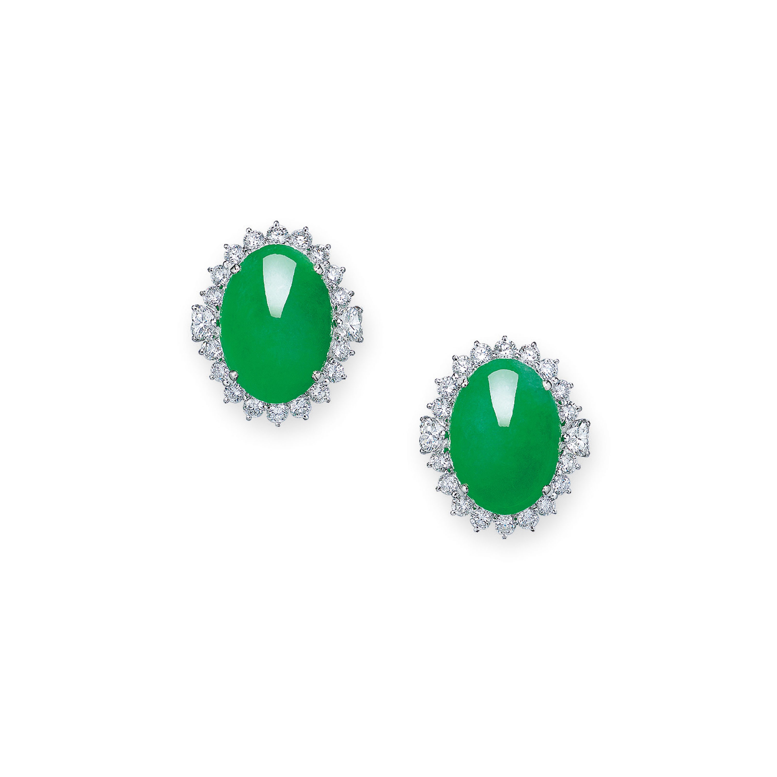 JADEITE AND DIAMOND EARRINGS