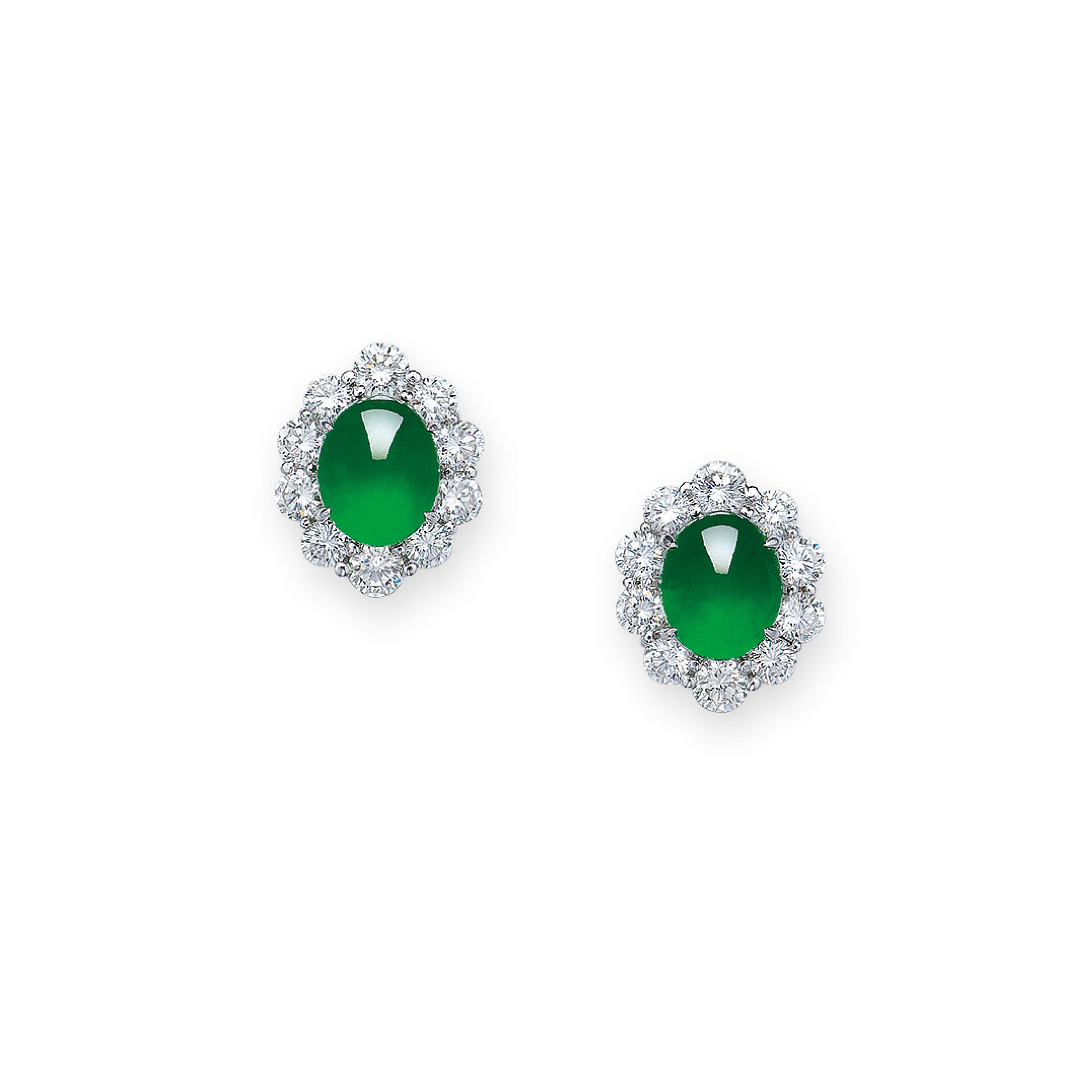 JADEITE AND DIAMOND EARRINGS