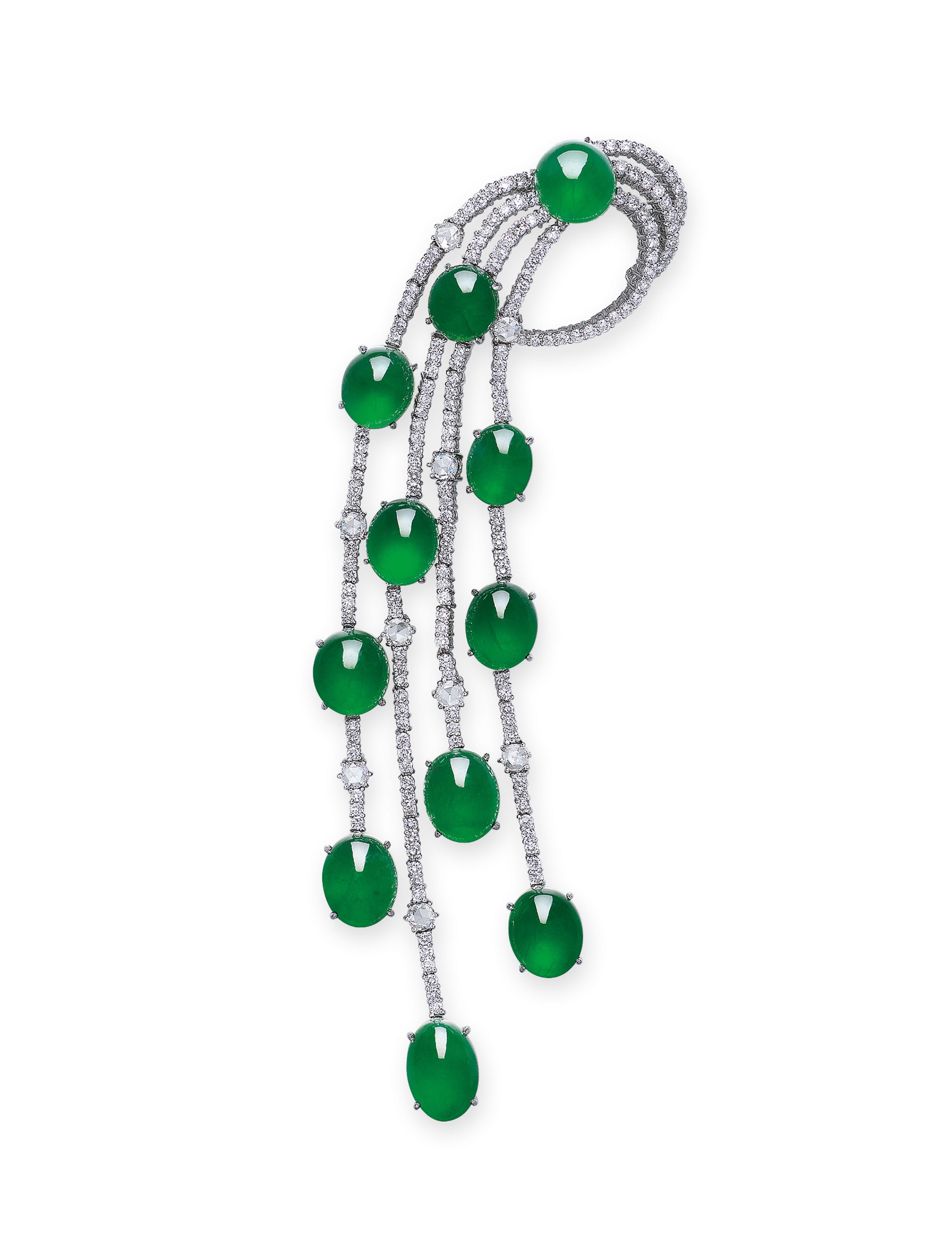 JADEITE AND DIAMOND BROOCH
