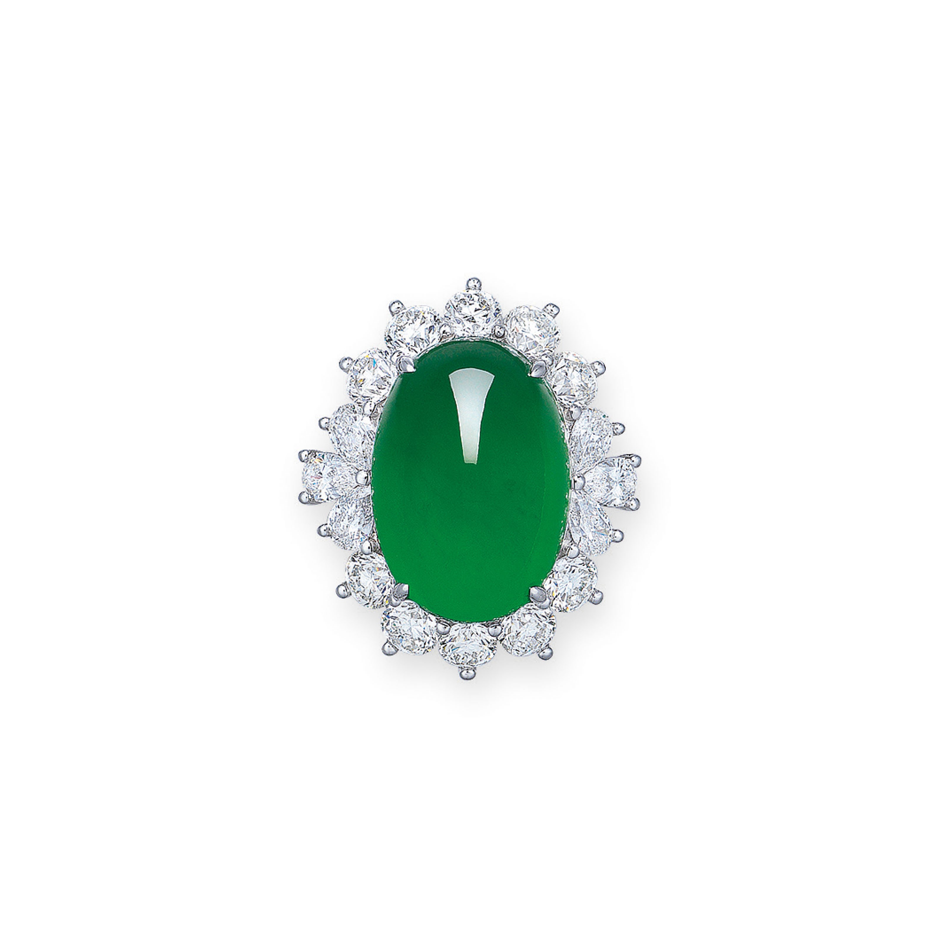 JADEITE AND DIAMOND RING