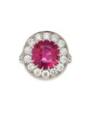 PLATINUM, RUBY AND DIAMOND RING