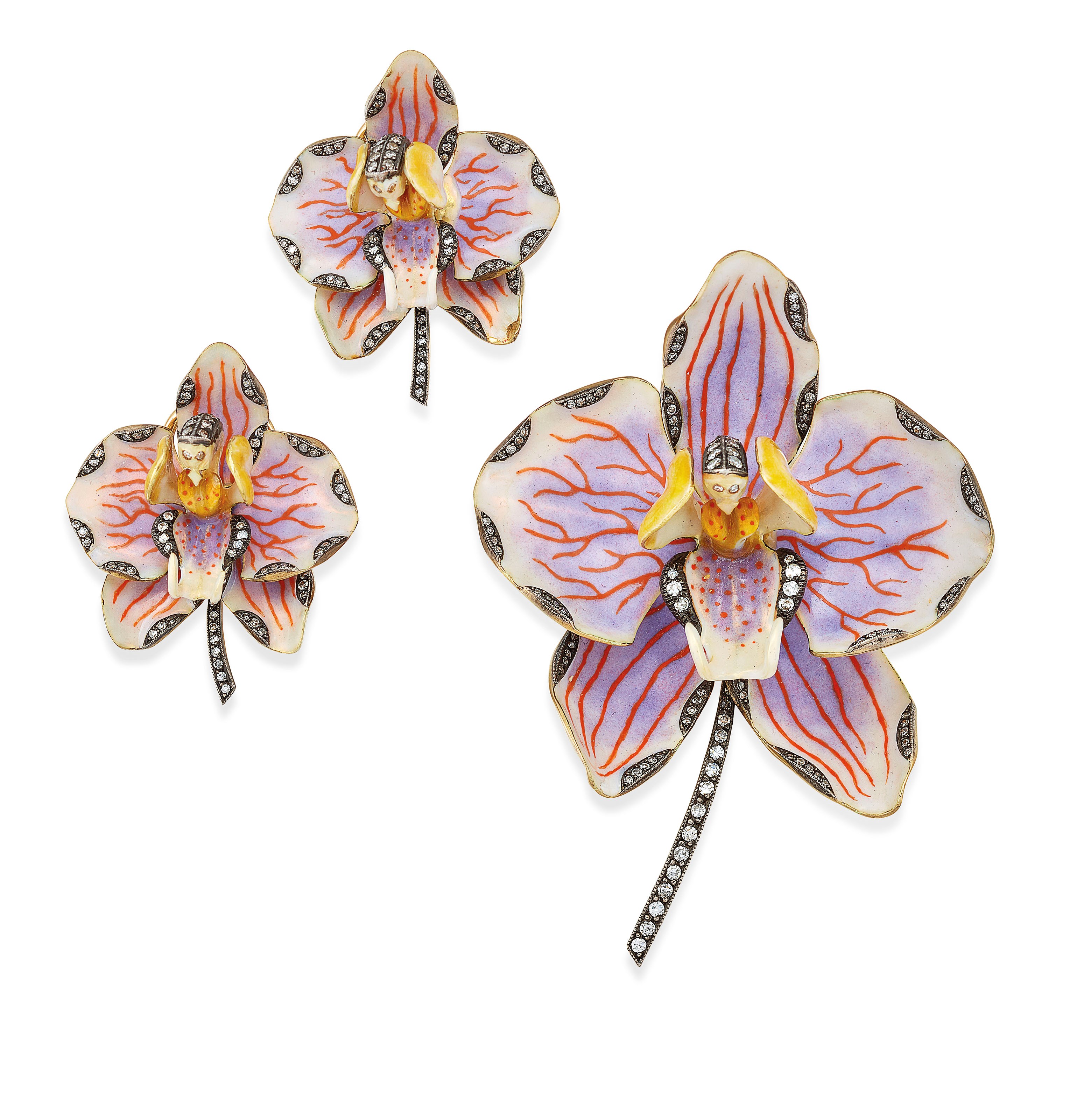 ENAMEL AND DIAMOND SET