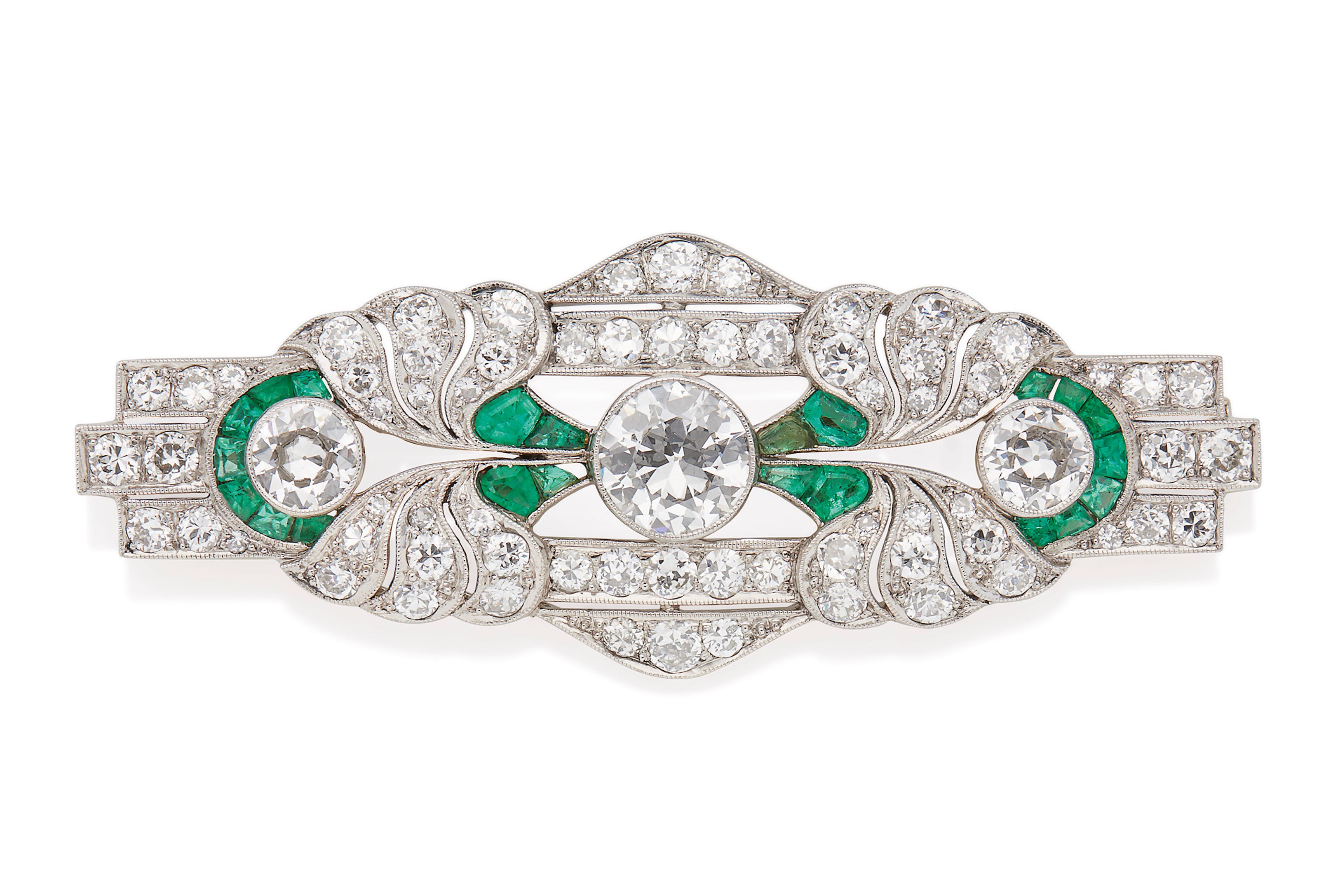 BROCHE ÉMERAUDES ET DIAMANTS