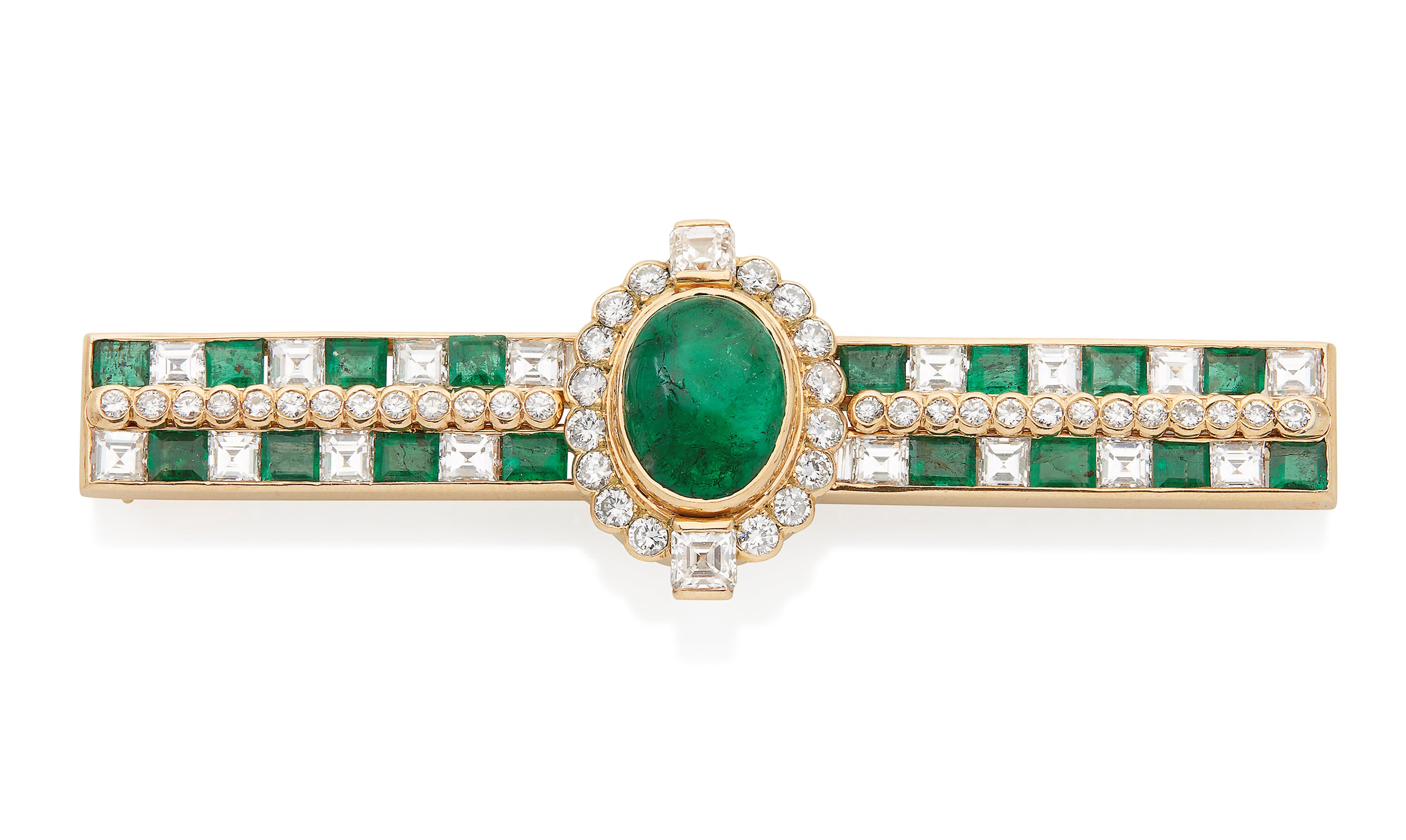 BROCHE ÉMERAUDES ET DIAMANTS