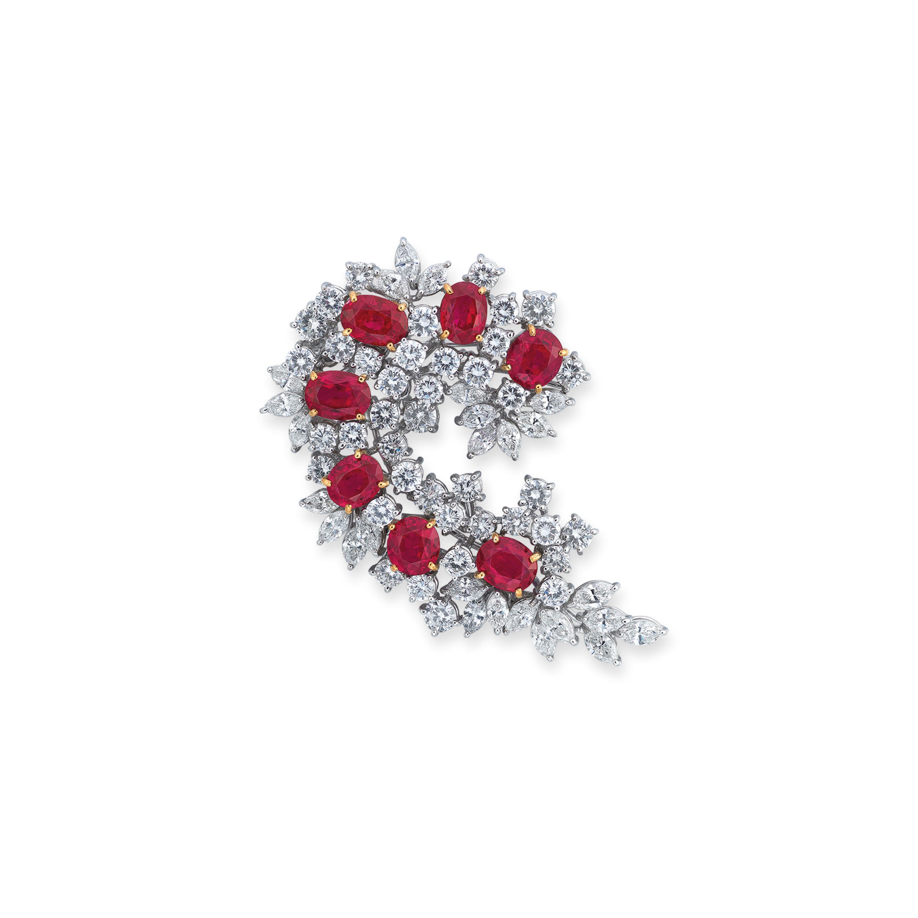 RUBY AND DIAMOND BROOCH
