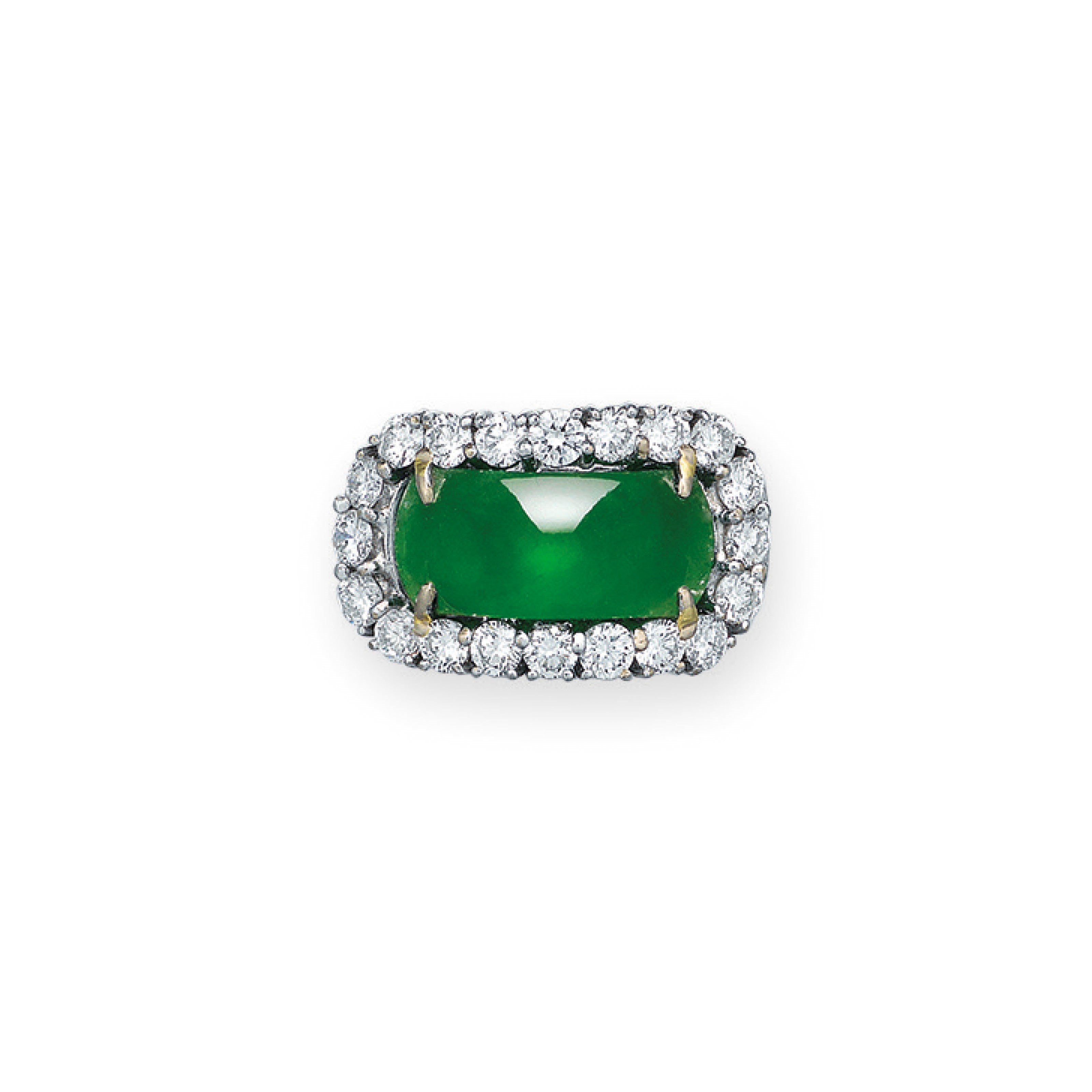 JADEITE AND DIAMOND RING