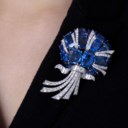 SAPPHIRE AND DIAMOND BROOCH