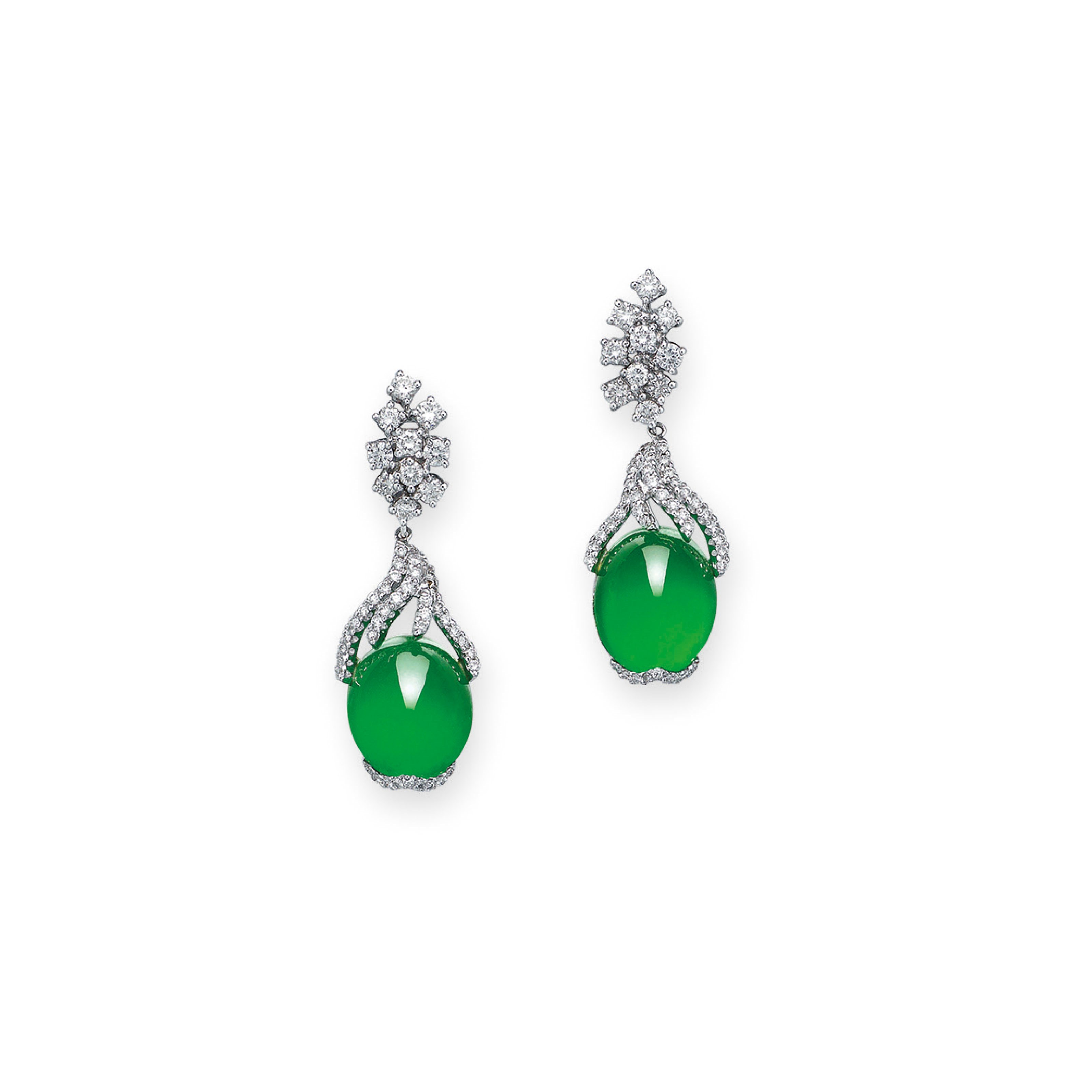 JADEITE AND DIAMOND EARRINGS