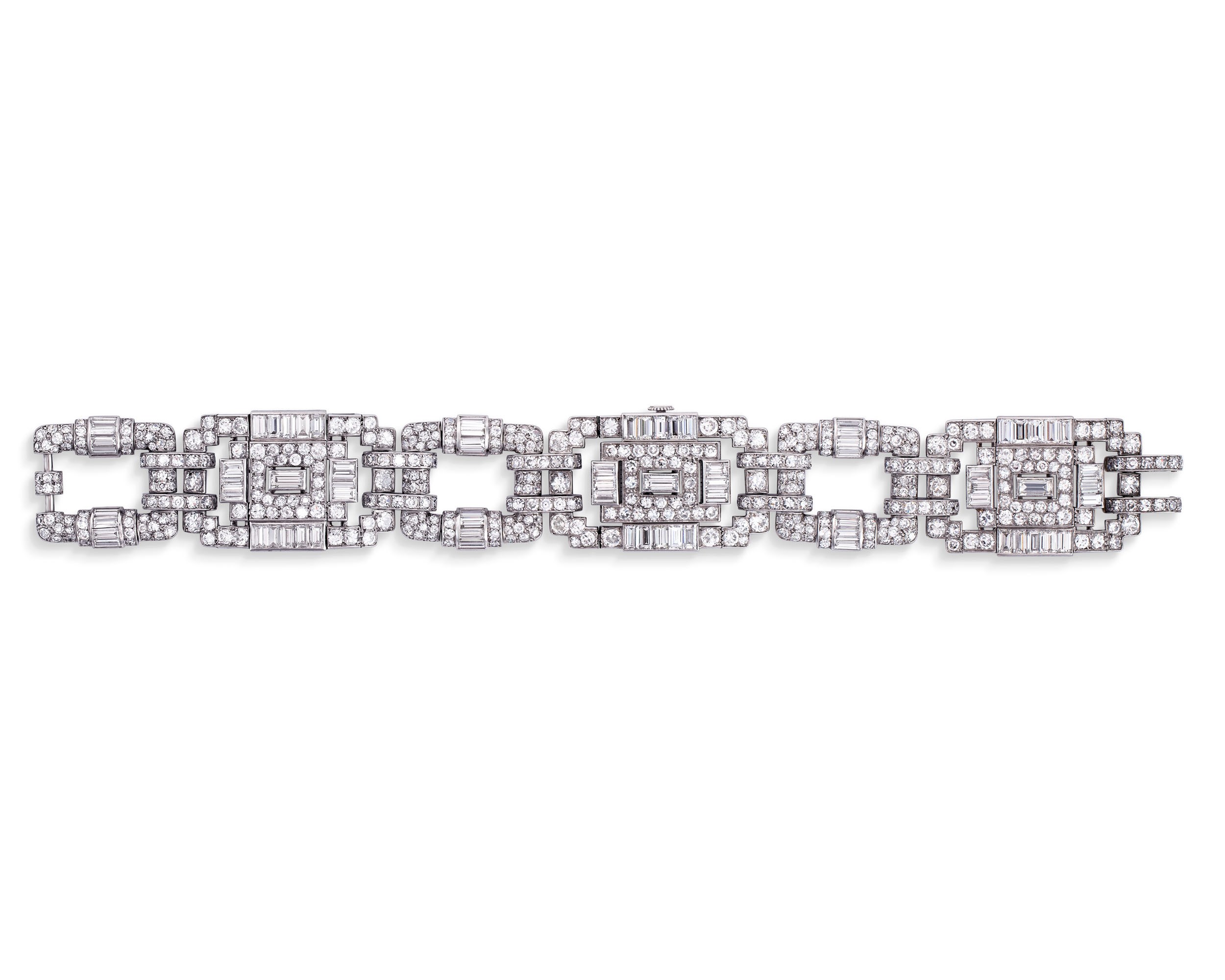 ART DECO DIAMOND BRACELET-WATCH