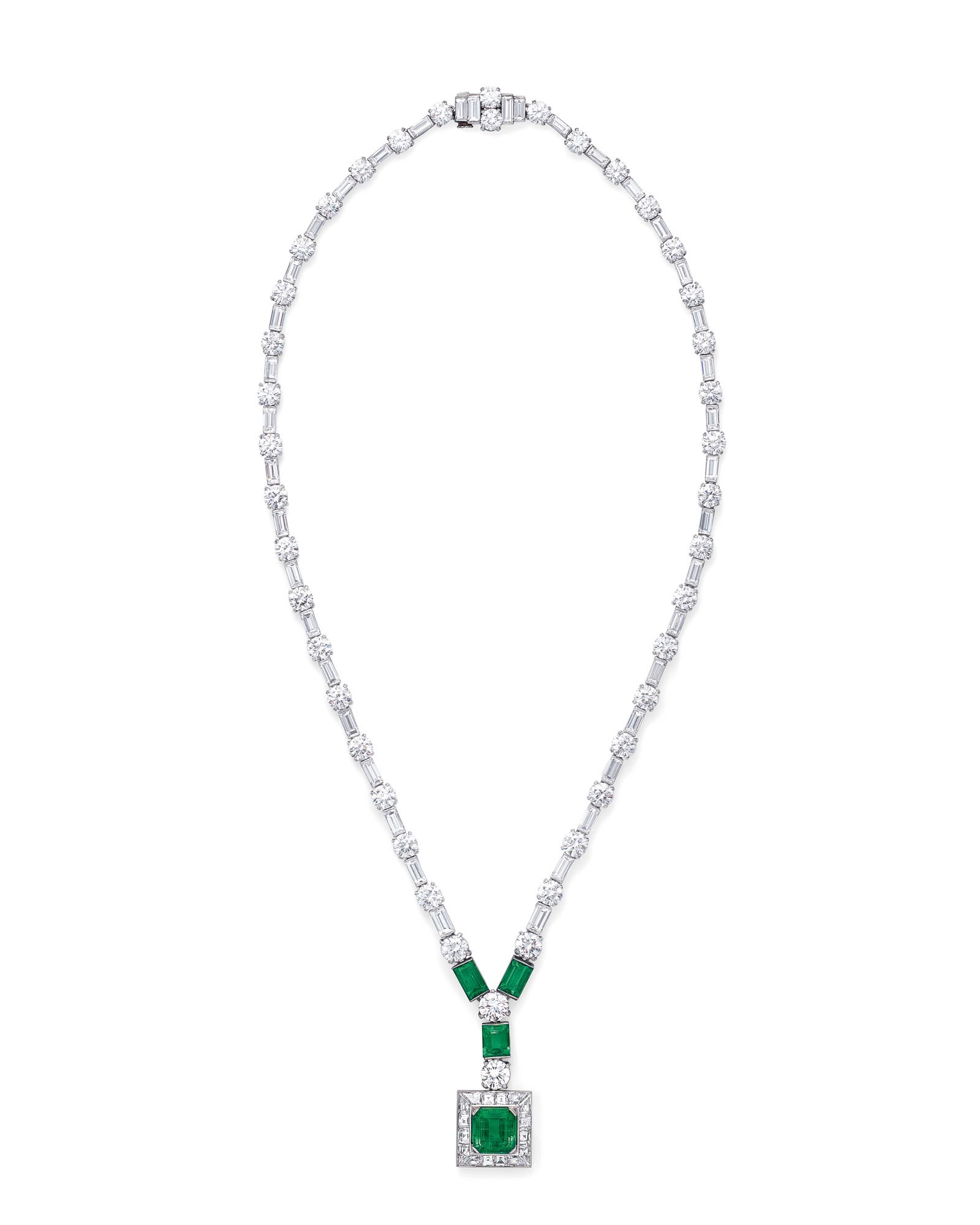 EMERALD AND DIAMOND NECKLACE