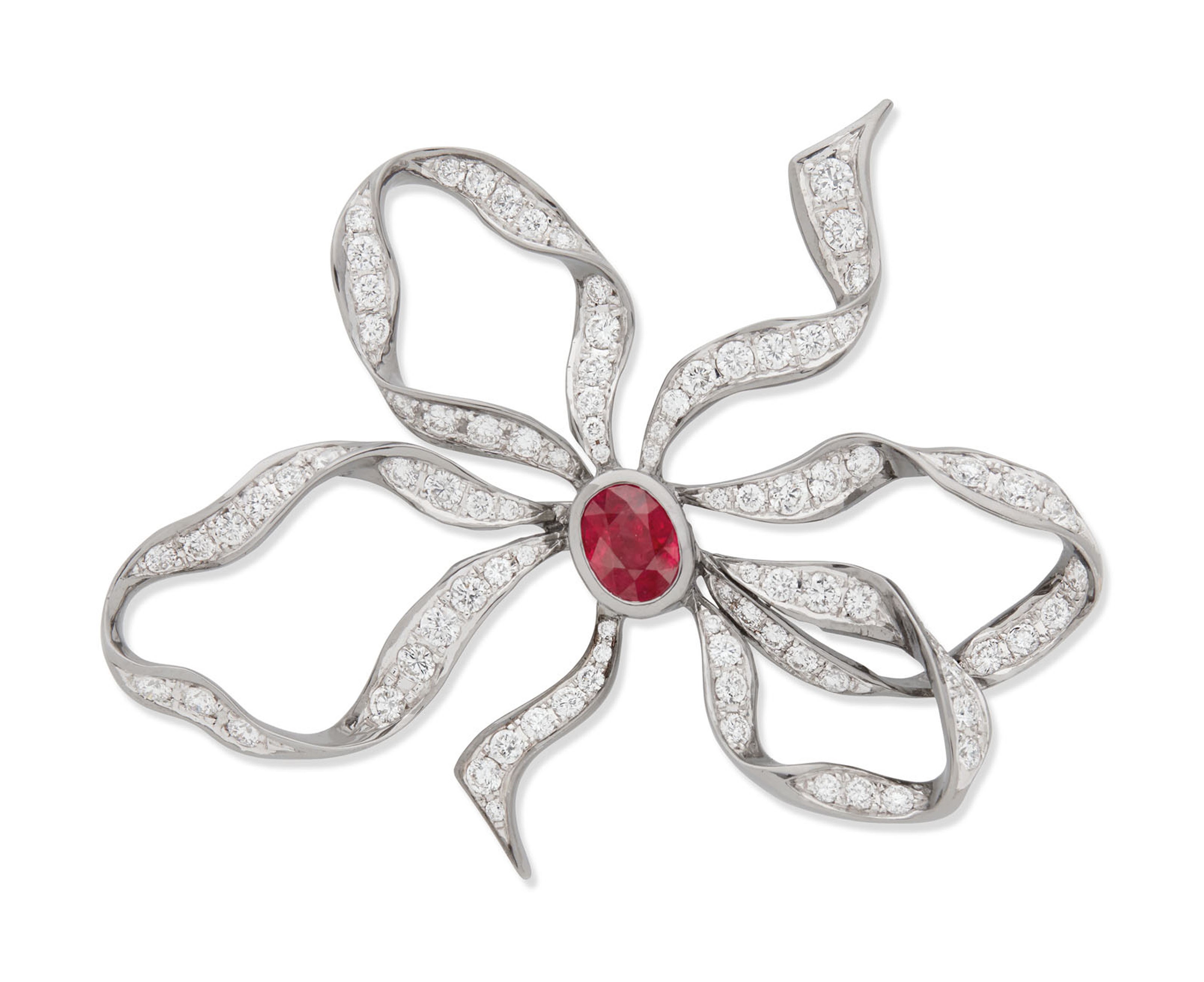 BROCHE RUBIS ET DIAMANTS