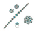 DEMI-PARURE TURQUOISE ET DIAMANTS