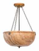 FOUR ALABASTER HANGING DISH-LIGHTS