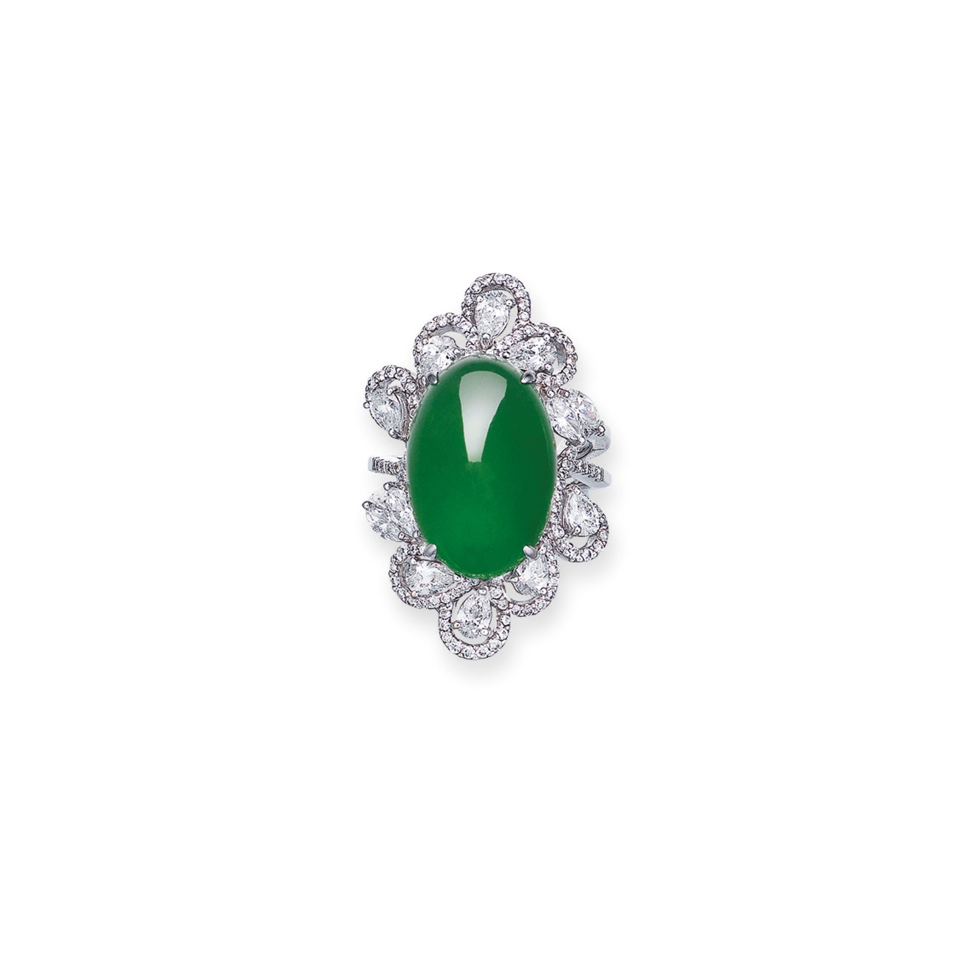 JADEITE AND DIAMOND RING
