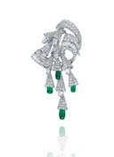 EMERALD AND DIAMOND BROOCH