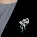 EMERALD AND DIAMOND BROOCH