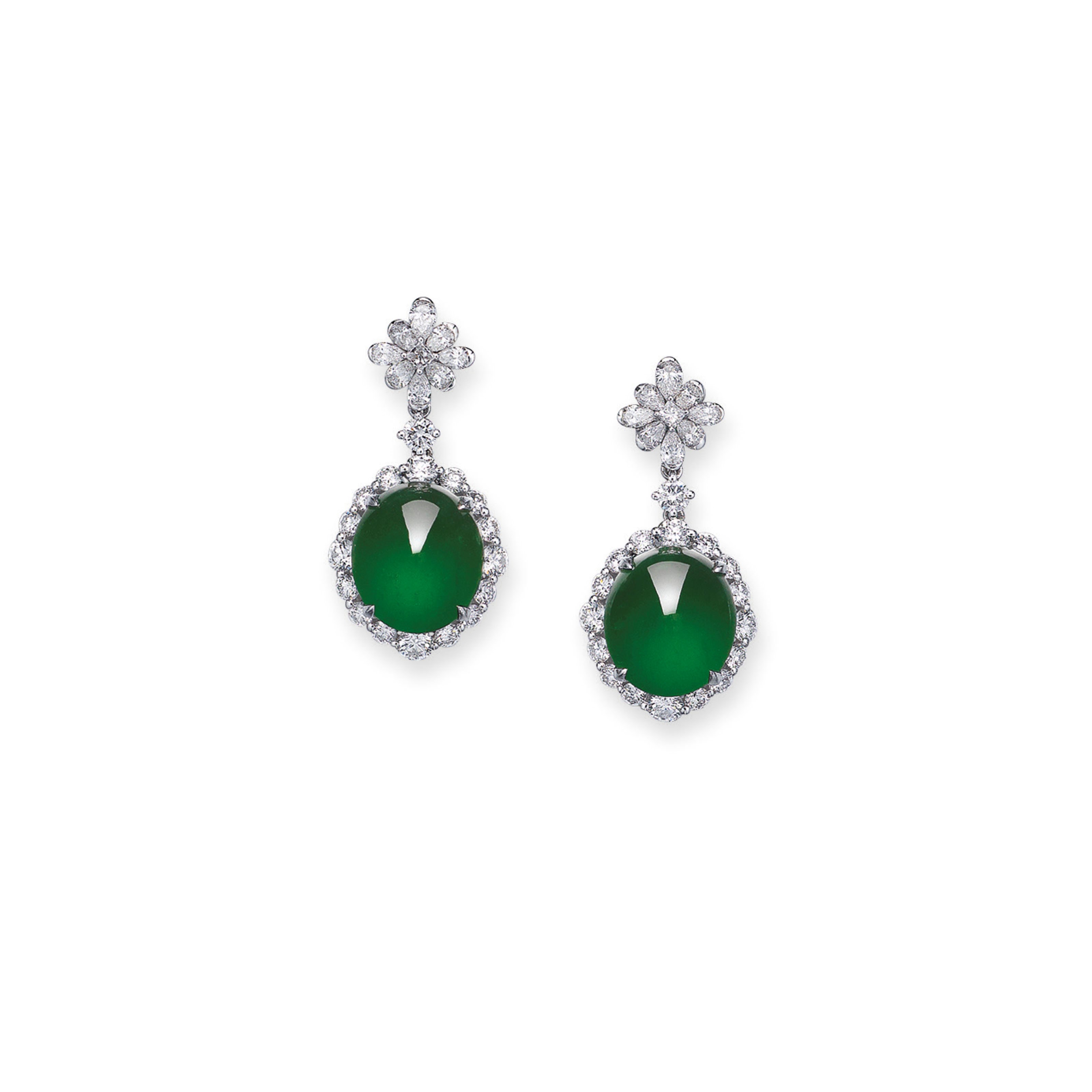 JADEITE AND DIAMOND EARRINGS